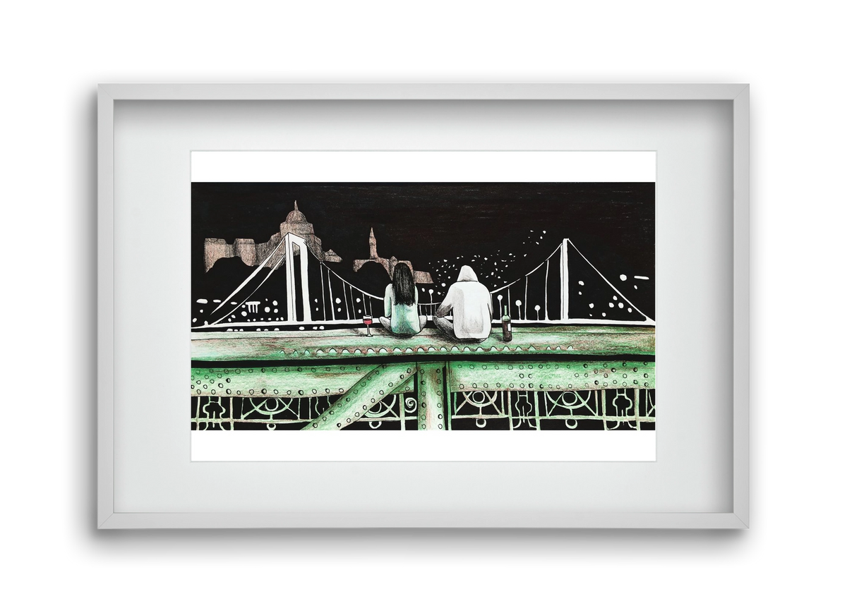 Szabihíd, 45x30 cm (30x20 cm), Fehér keret, paszpartuval