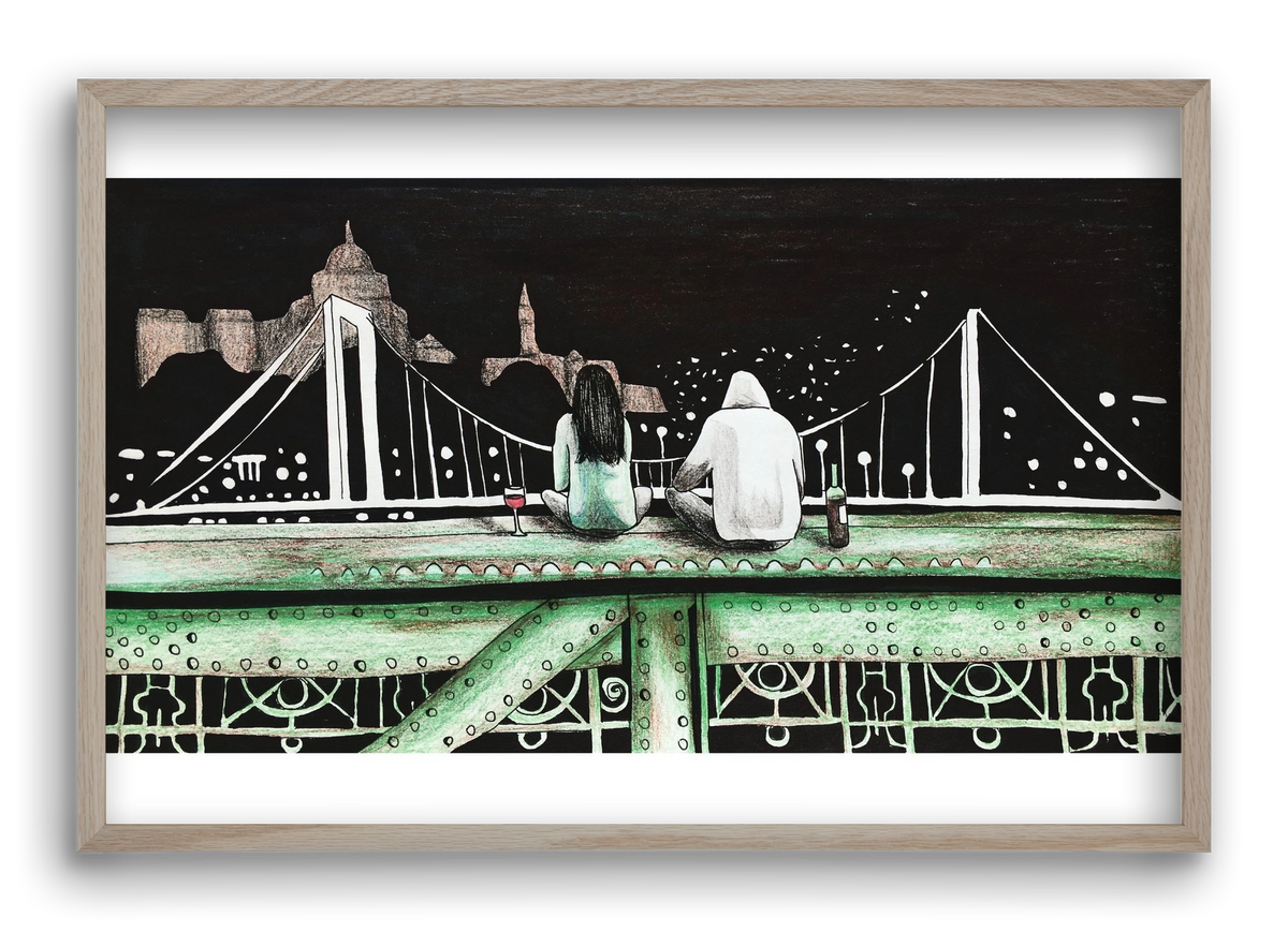 Szabihíd, 60x40 cm (60x40 cm), Tölgy keret