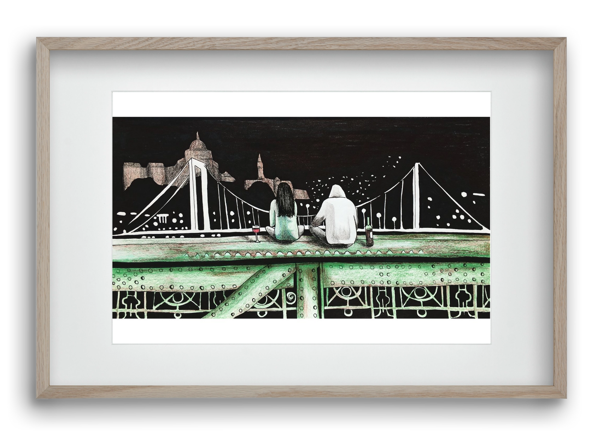 Szabihíd, 60x40 cm (45x30 cm), Tölgy keret, paszpartuval