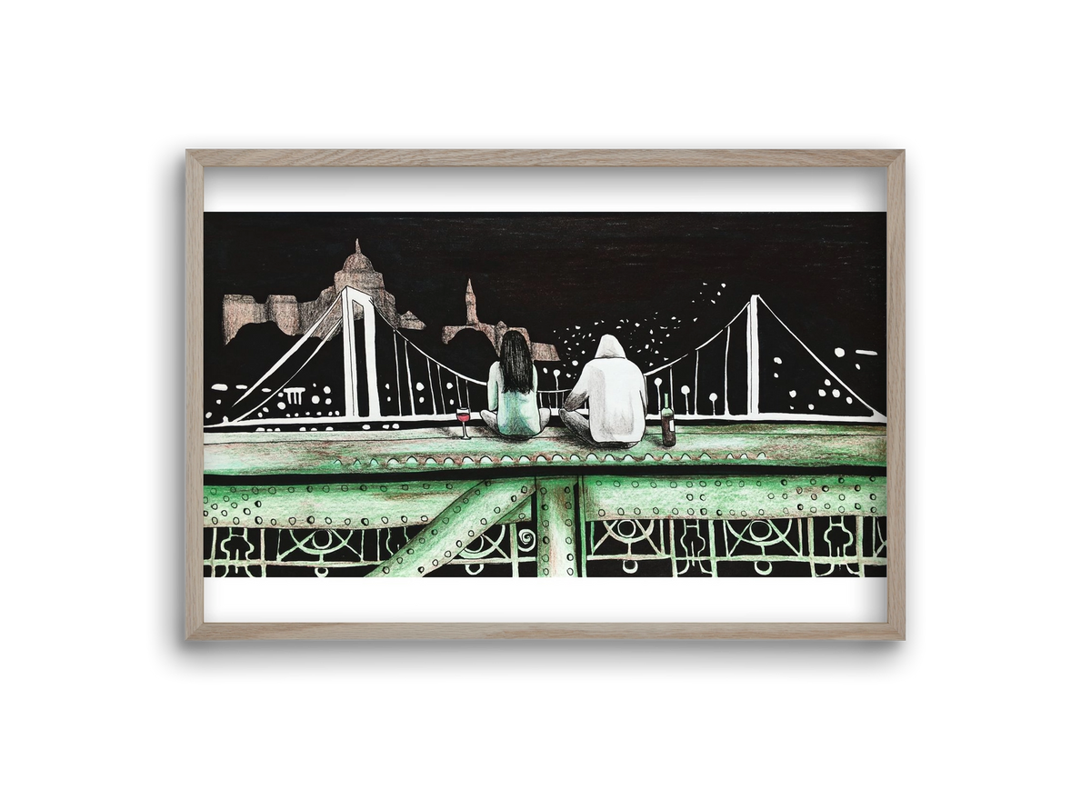 Szabihíd, 30x20 cm (30x20 cm), Tölgy keret