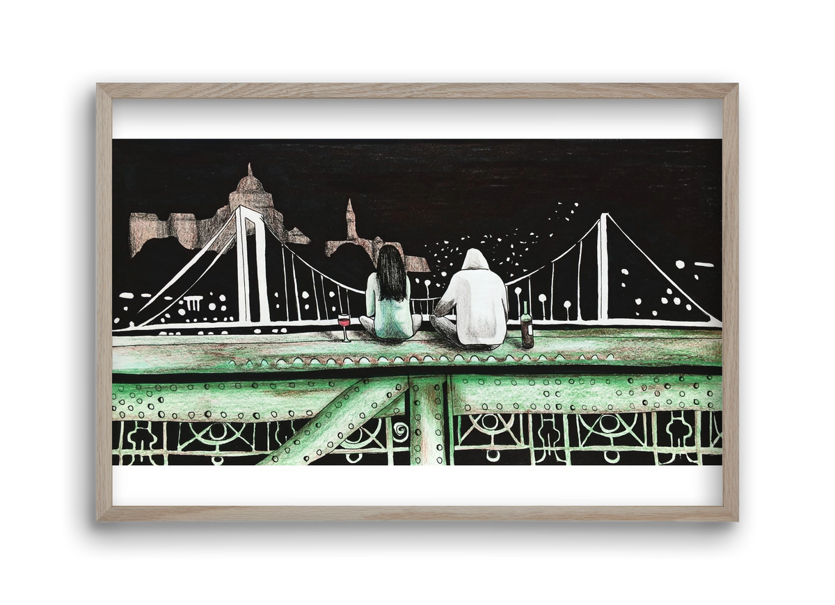 Szabihíd, 45x30 cm (45x30 cm), Tölgy keret