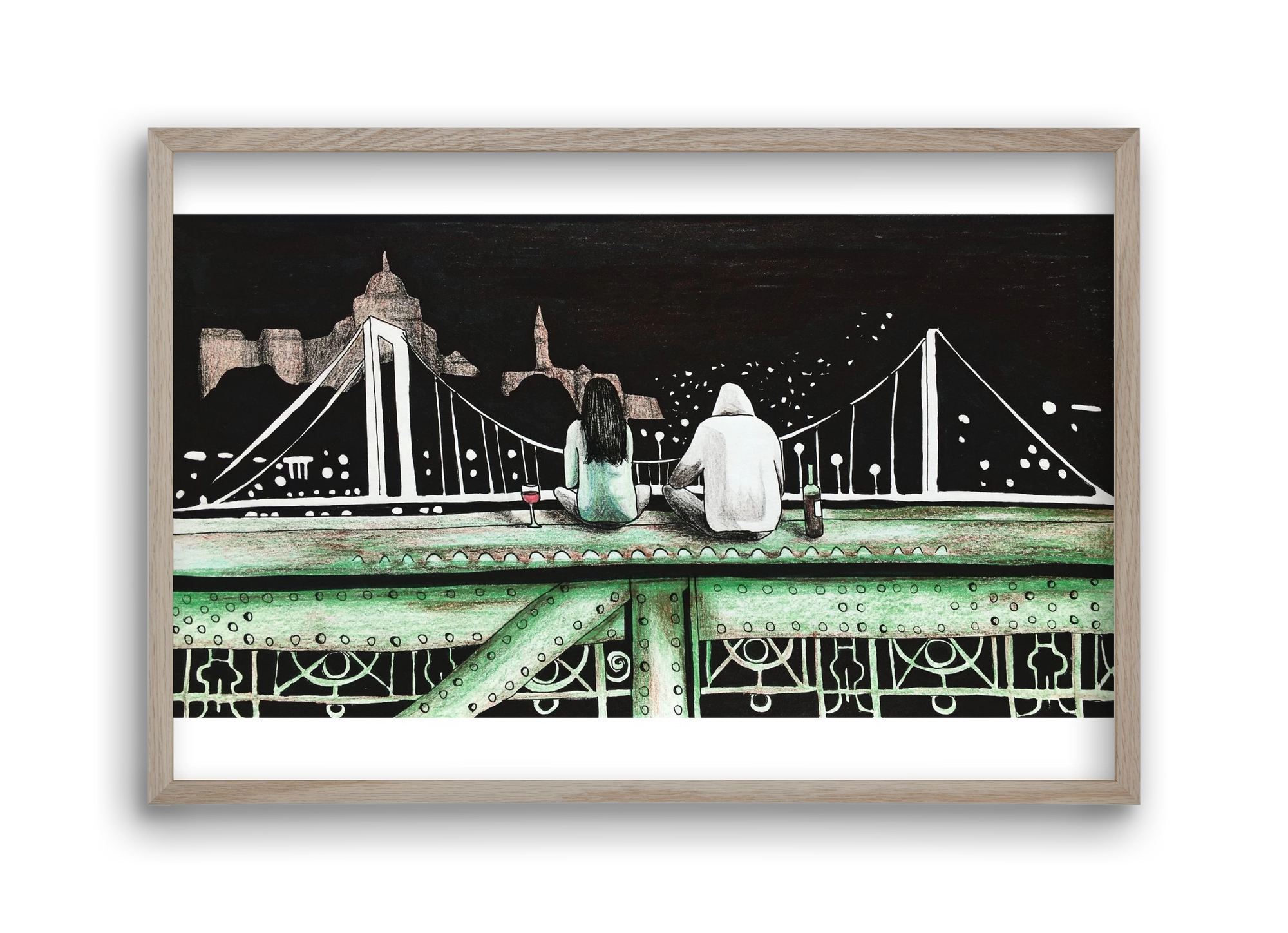 Szabihíd, 45x30 cm (45x30 cm), Tölgy keret