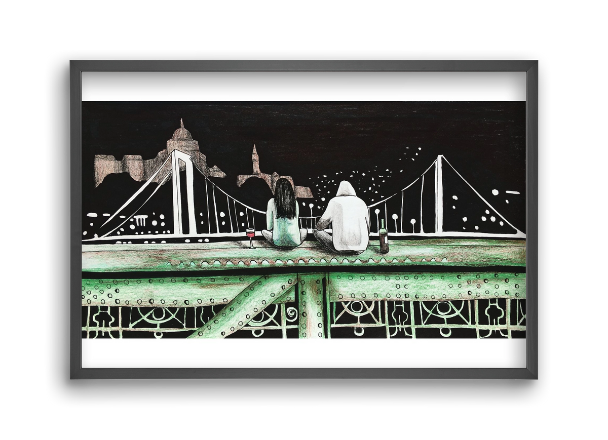 Szabihíd, 45x30 cm (45x30 cm), Fekete keret