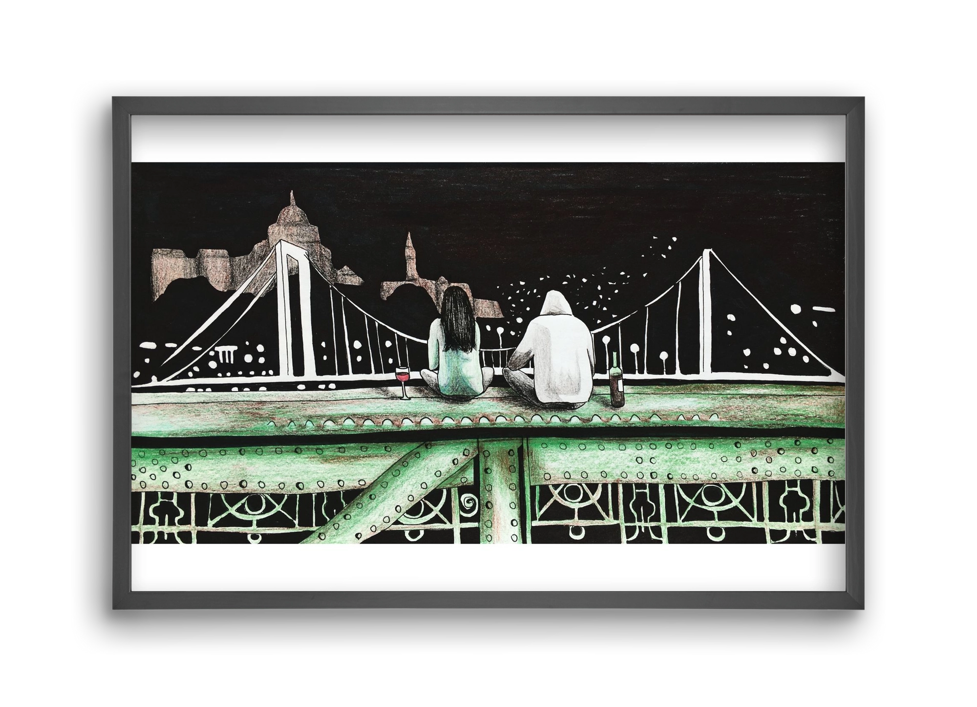 Szabihíd, 45x30 cm (45x30 cm), Fekete keret