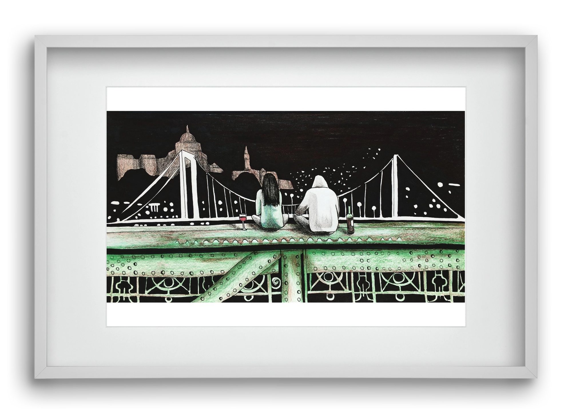 Szabihíd, 60x40 cm (45x30 cm), Fehér keret, paszpartuval