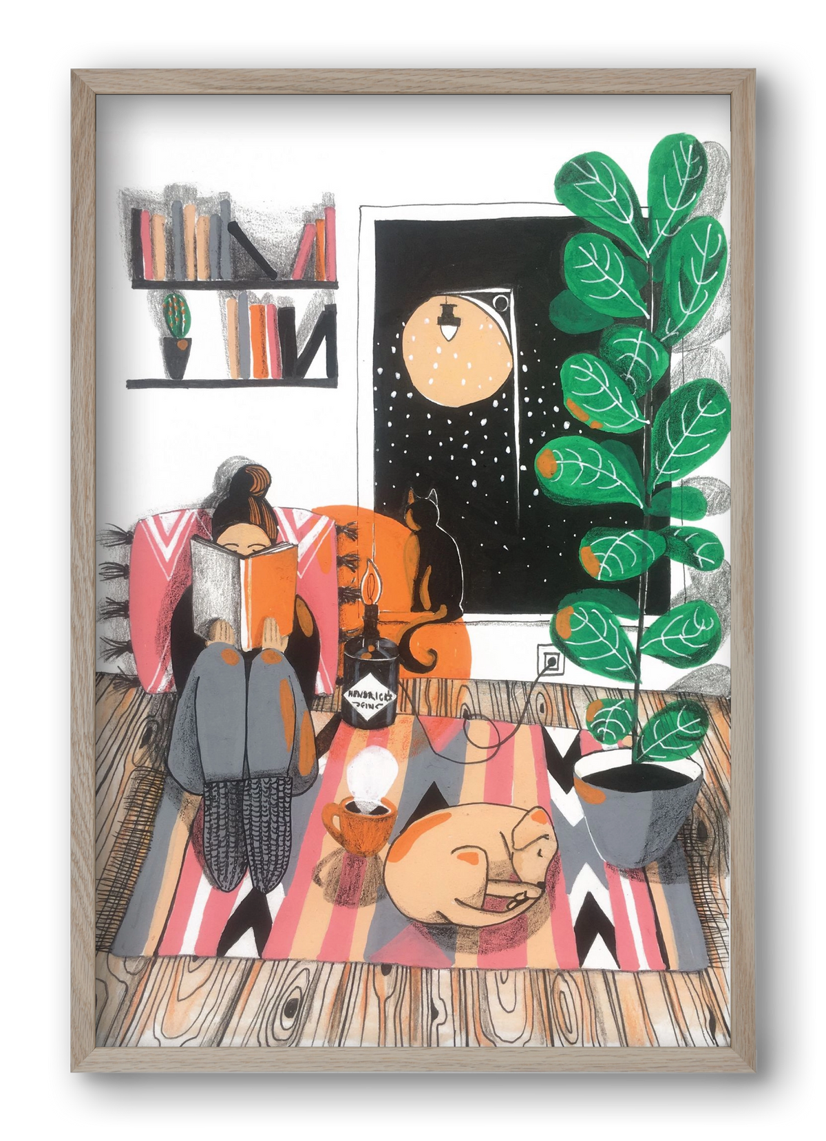 Téli begubózós, 40x60 cm (40x60 cm), Tölgy keret