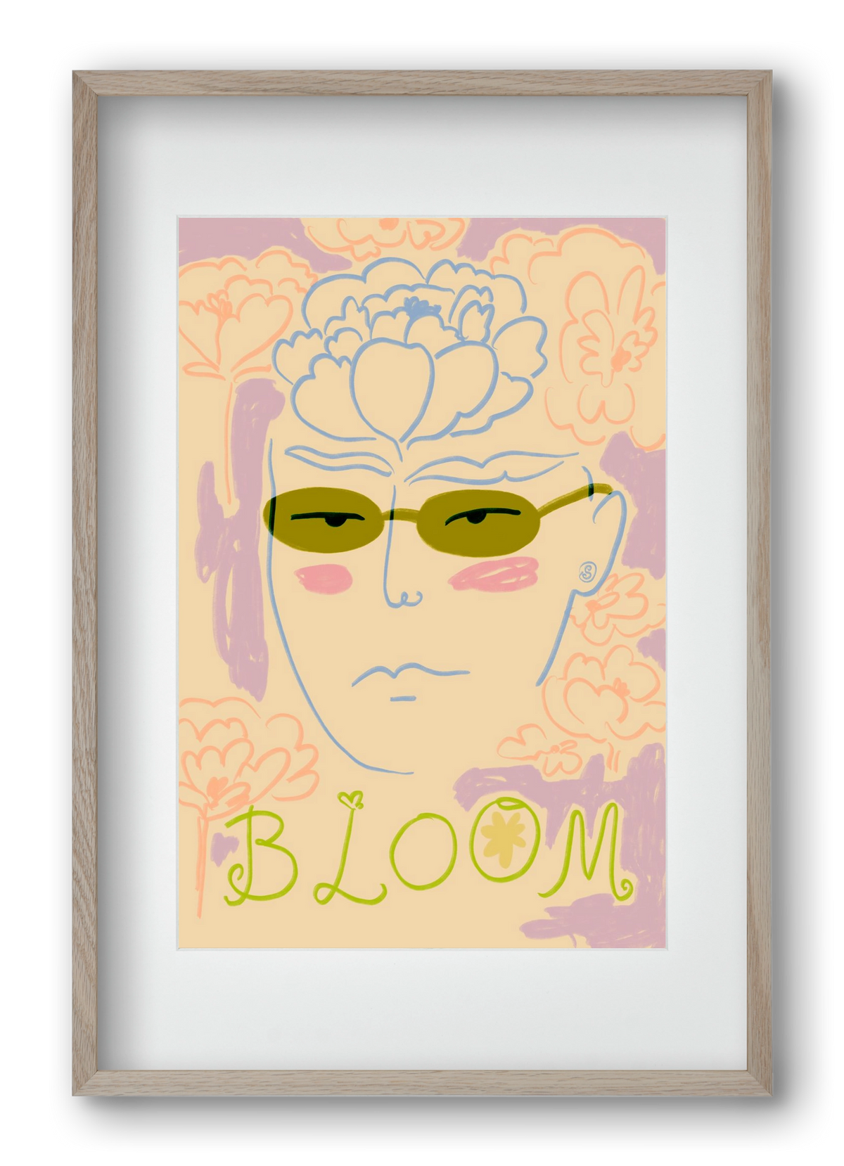 BLOOM, 40x60 cm (30x45 cm), Tölgy keret, paszpartuval