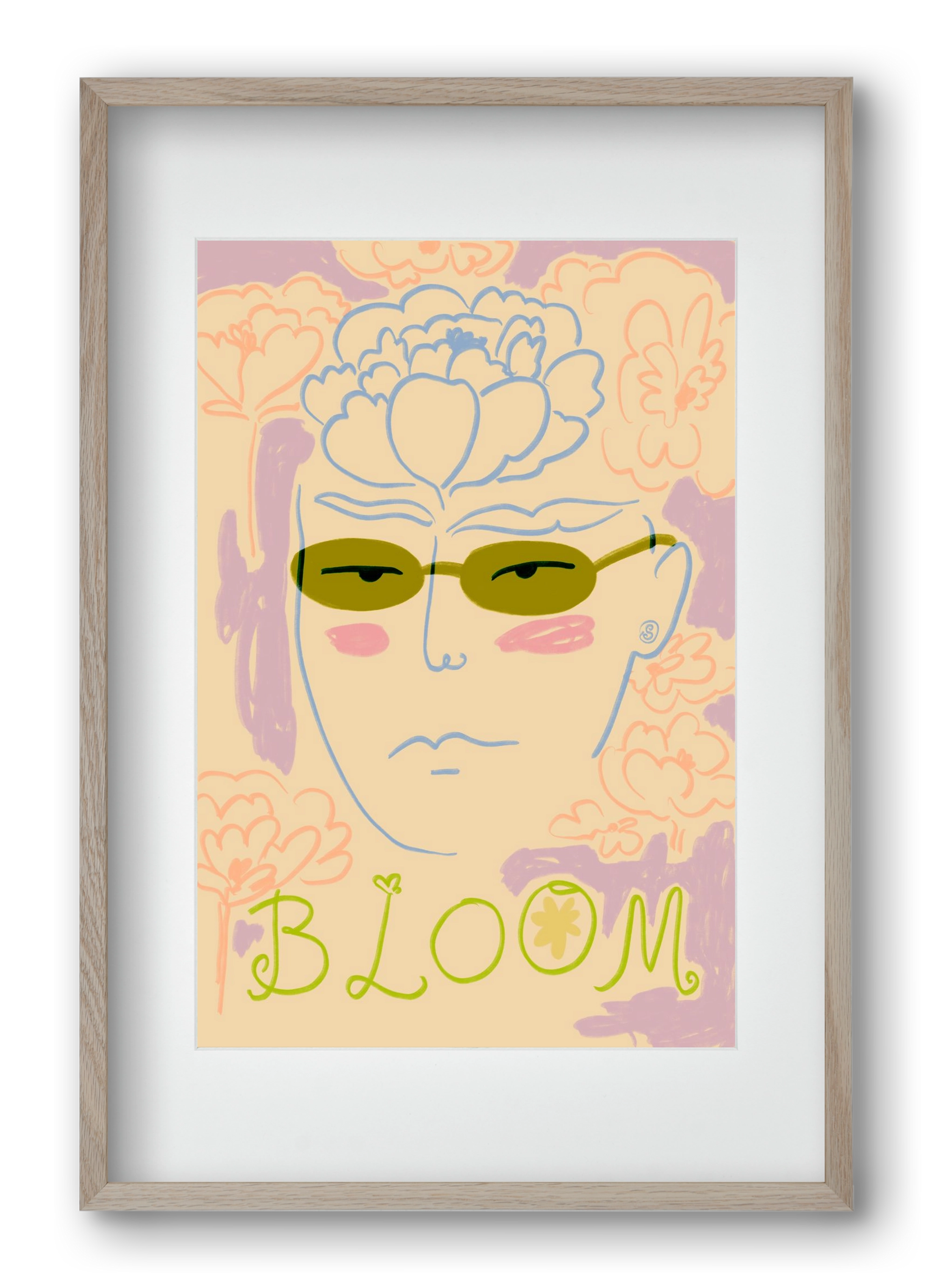 BLOOM, 40x60 cm (30x45 cm), Tölgy keret, paszpartuval