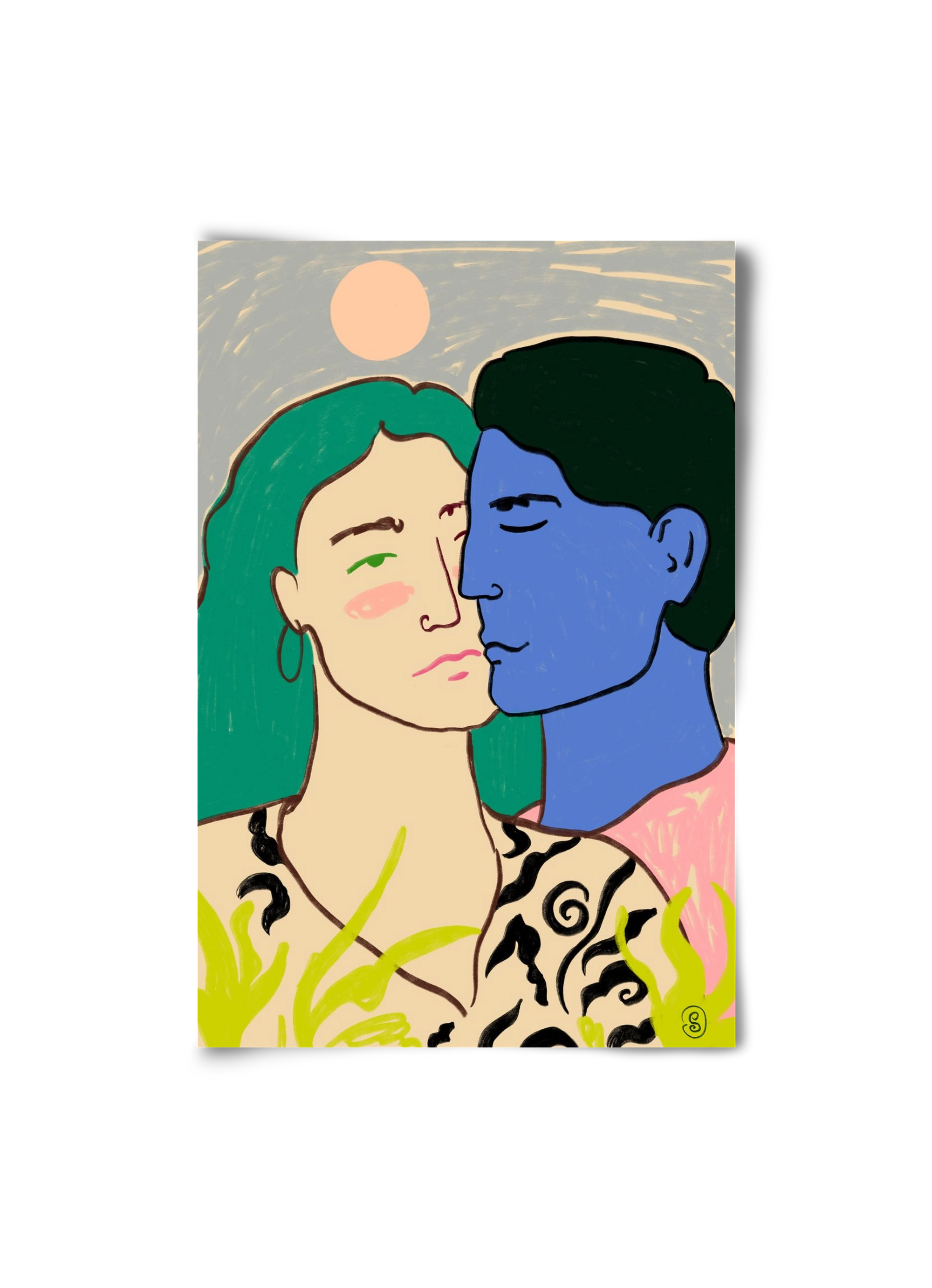 LOVERS UNDER THE MOON, 20x30 cm, Keret nélkül