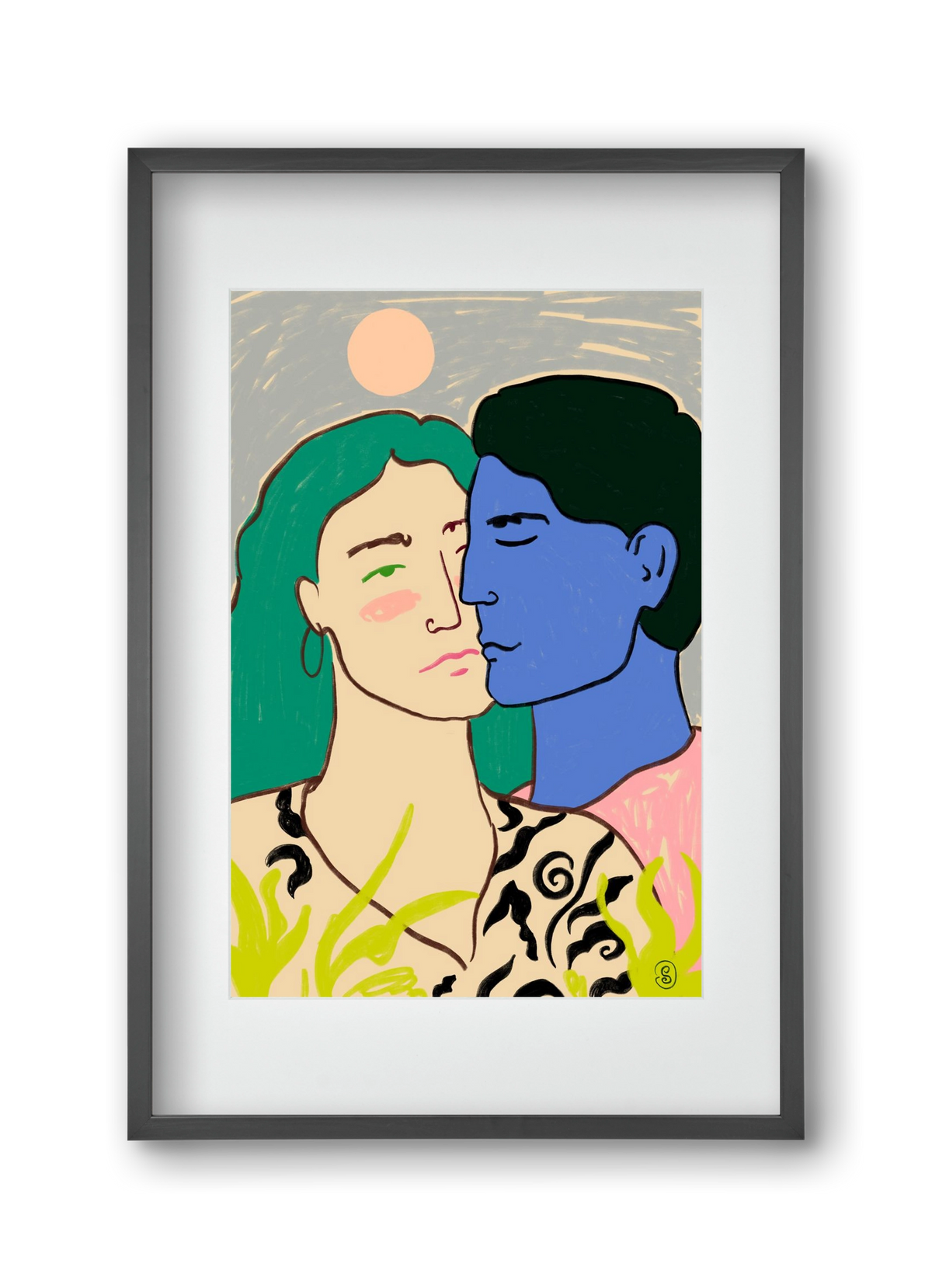 LOVERS UNDER THE MOON, 30x45 cm (20x30 cm), Fekete keret, paszpartuval