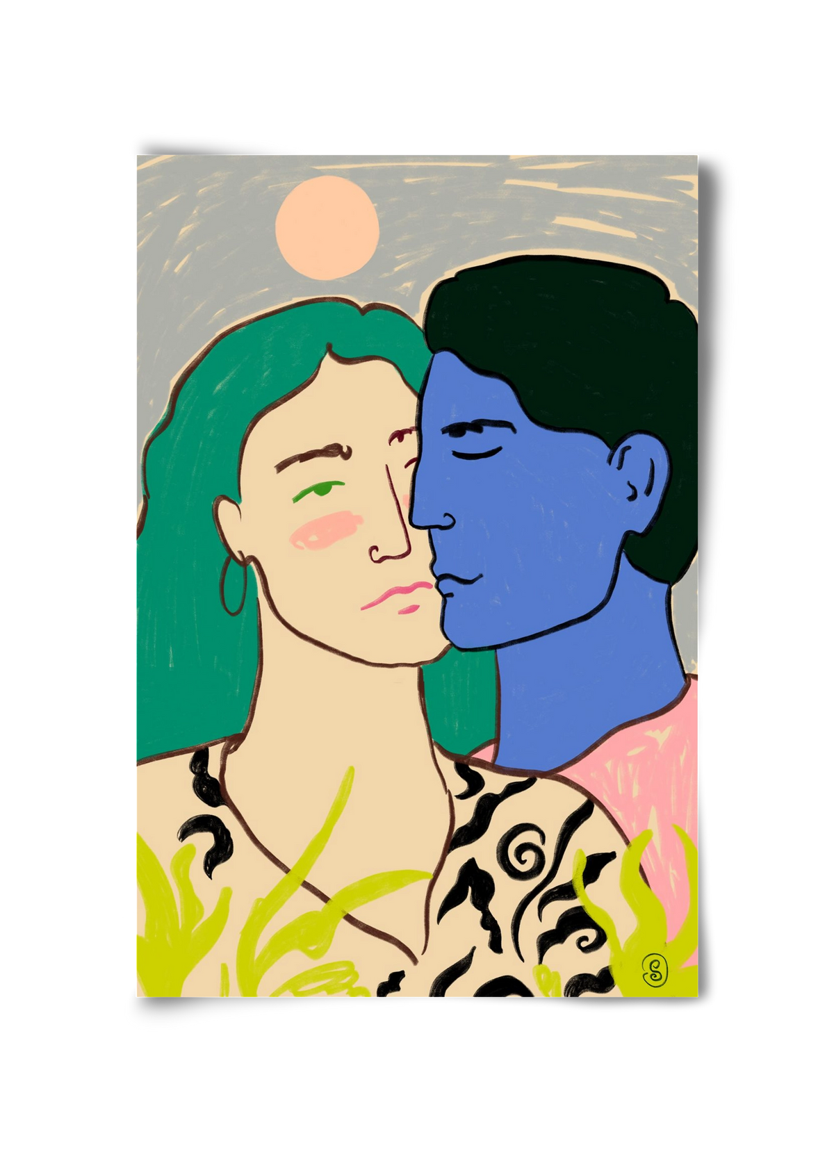 LOVERS UNDER THE MOON, 30x45 cm, Keret nélkül