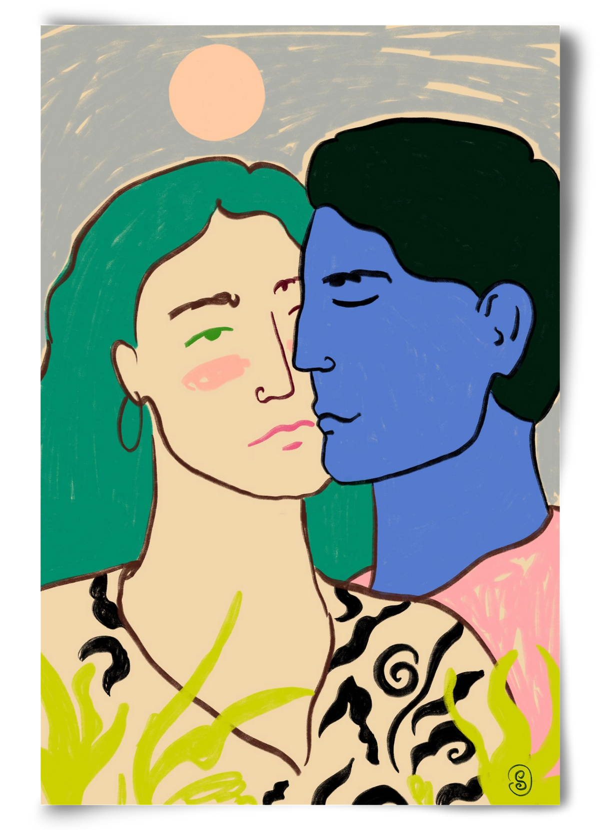 LOVERS UNDER THE MOON, 60x90 cm, Keret nélkül