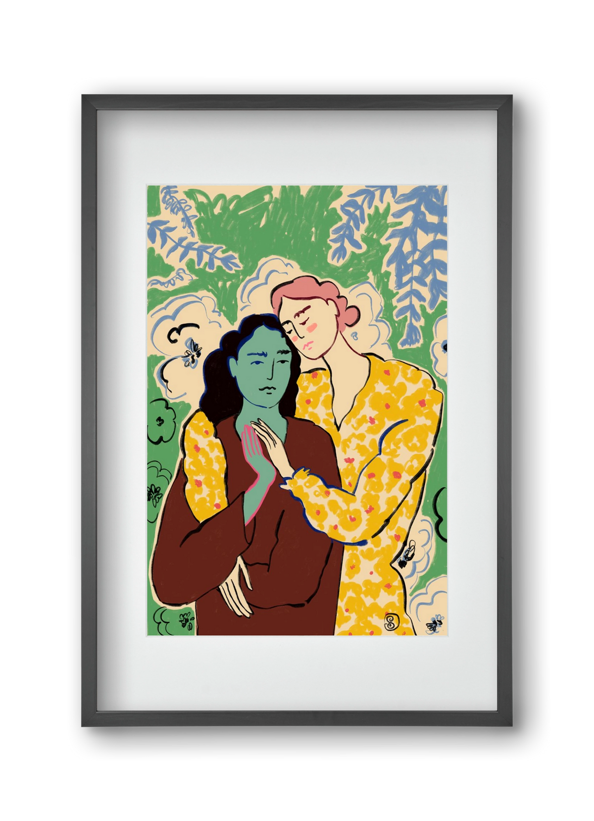 HOLDING HANDS, 30x45 cm (20x30 cm), Fekete keret, paszpartuval