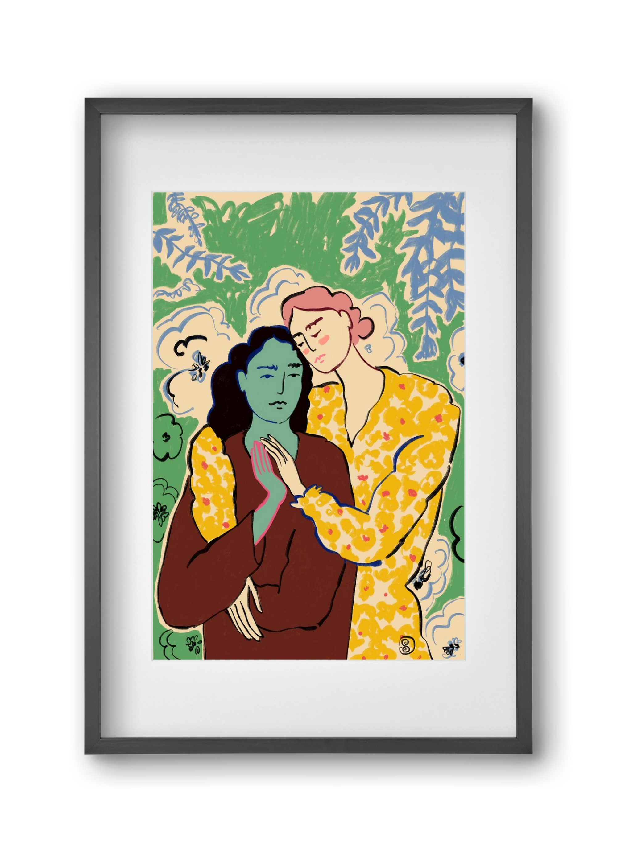 HOLDING HANDS, 30x45 cm (20x30 cm), Fekete keret, paszpartuval