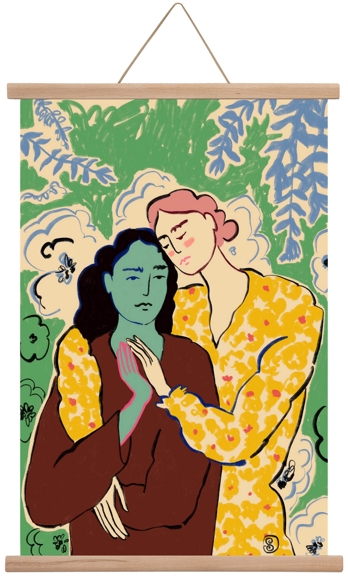 HOLDING HANDS, 40x60 cm (40x60 cm), Tölgy akasztó