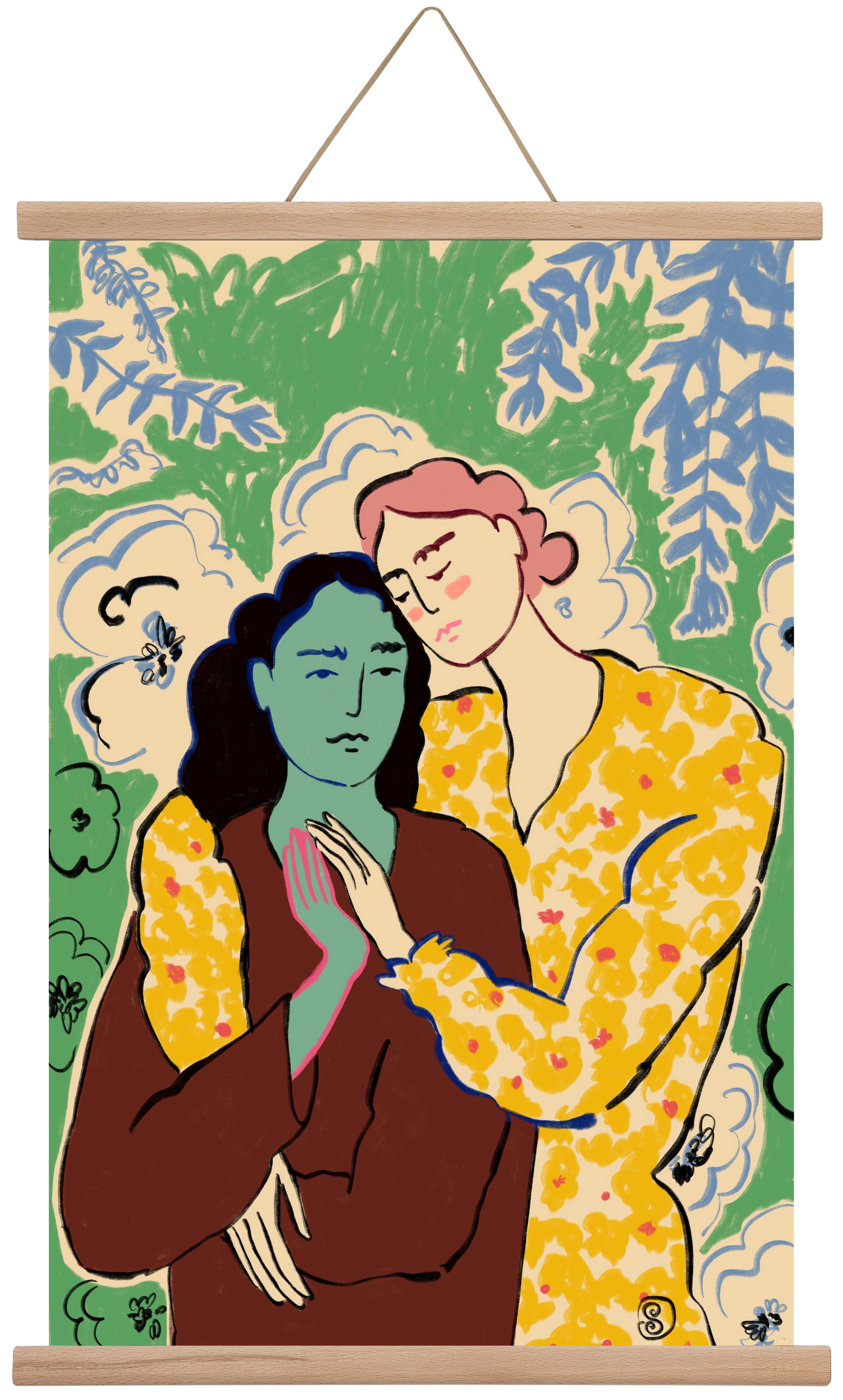 HOLDING HANDS, 40x60 cm (40x60 cm), Tölgy akasztó