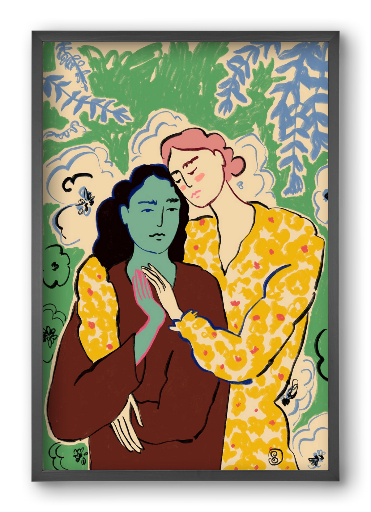 HOLDING HANDS, 40x60 cm (40x60 cm), Fekete keret