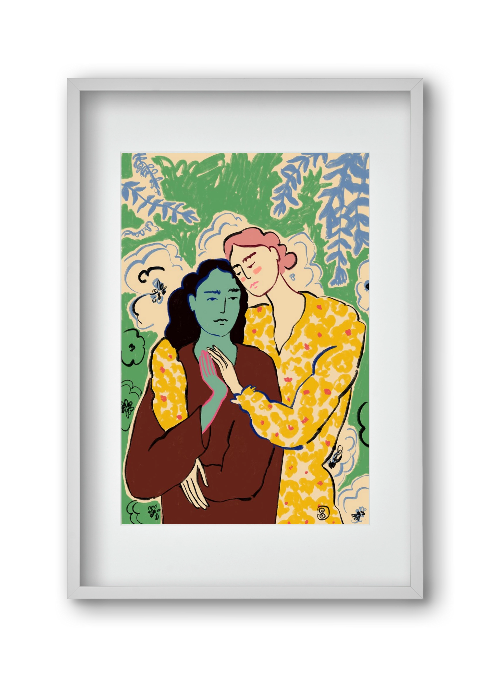 HOLDING HANDS, 30x45 cm (20x30 cm), Fehér keret, paszpartuval