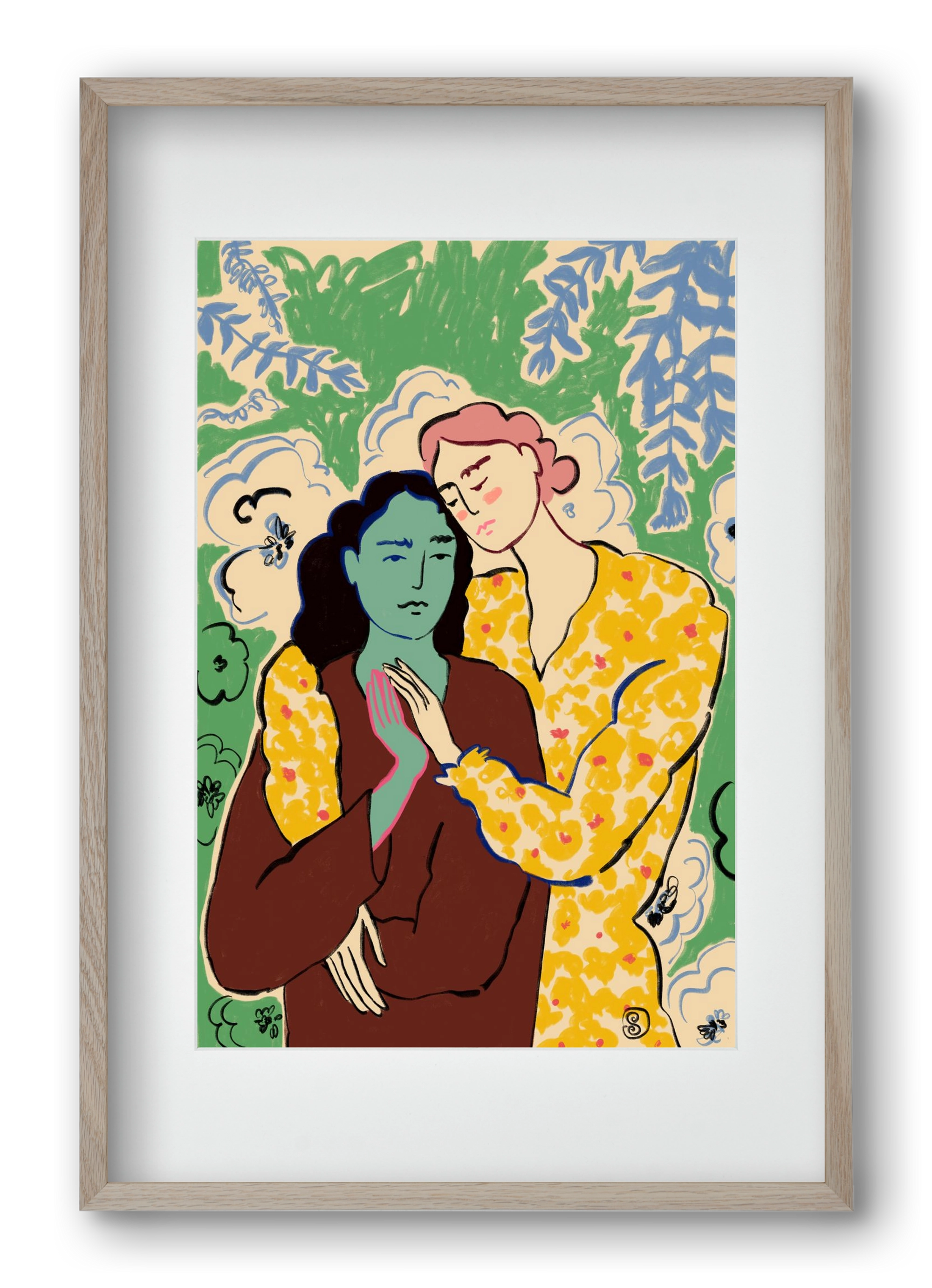 HOLDING HANDS, 40x60 cm (30x45 cm), Tölgy keret, paszpartuval