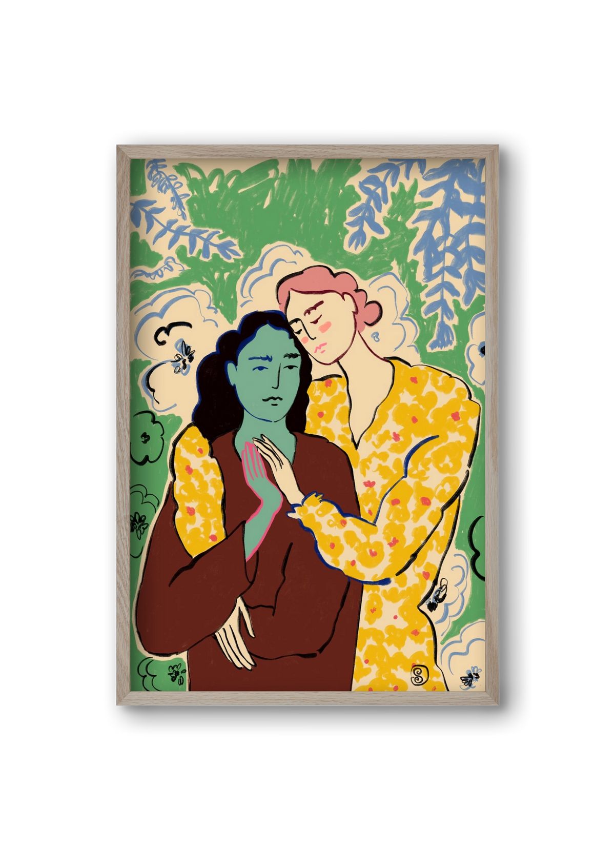 HOLDING HANDS, 20x30 cm (20x30 cm), Tölgy keret