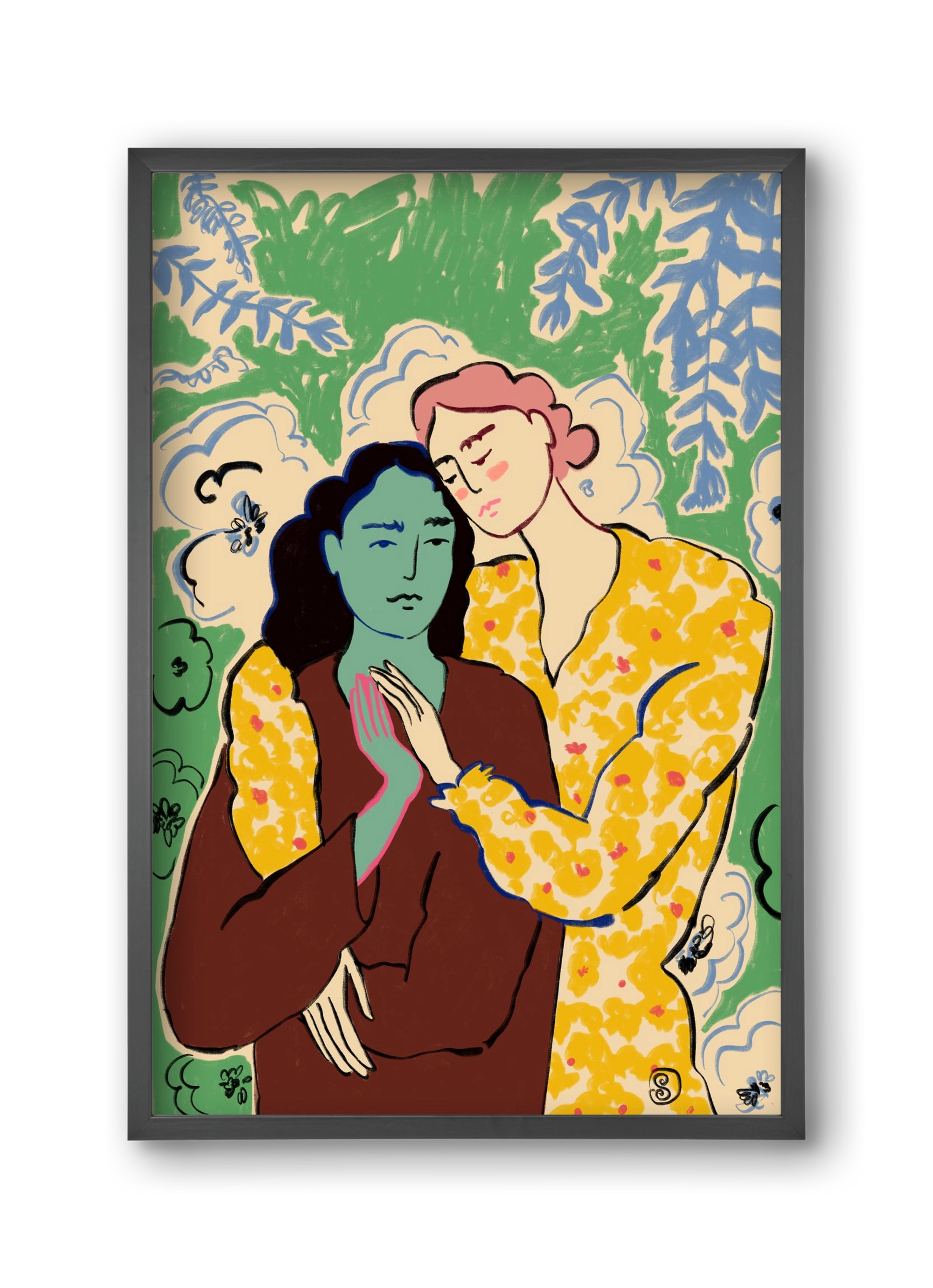 HOLDING HANDS, 30x45 cm (30x45 cm), Fekete keret