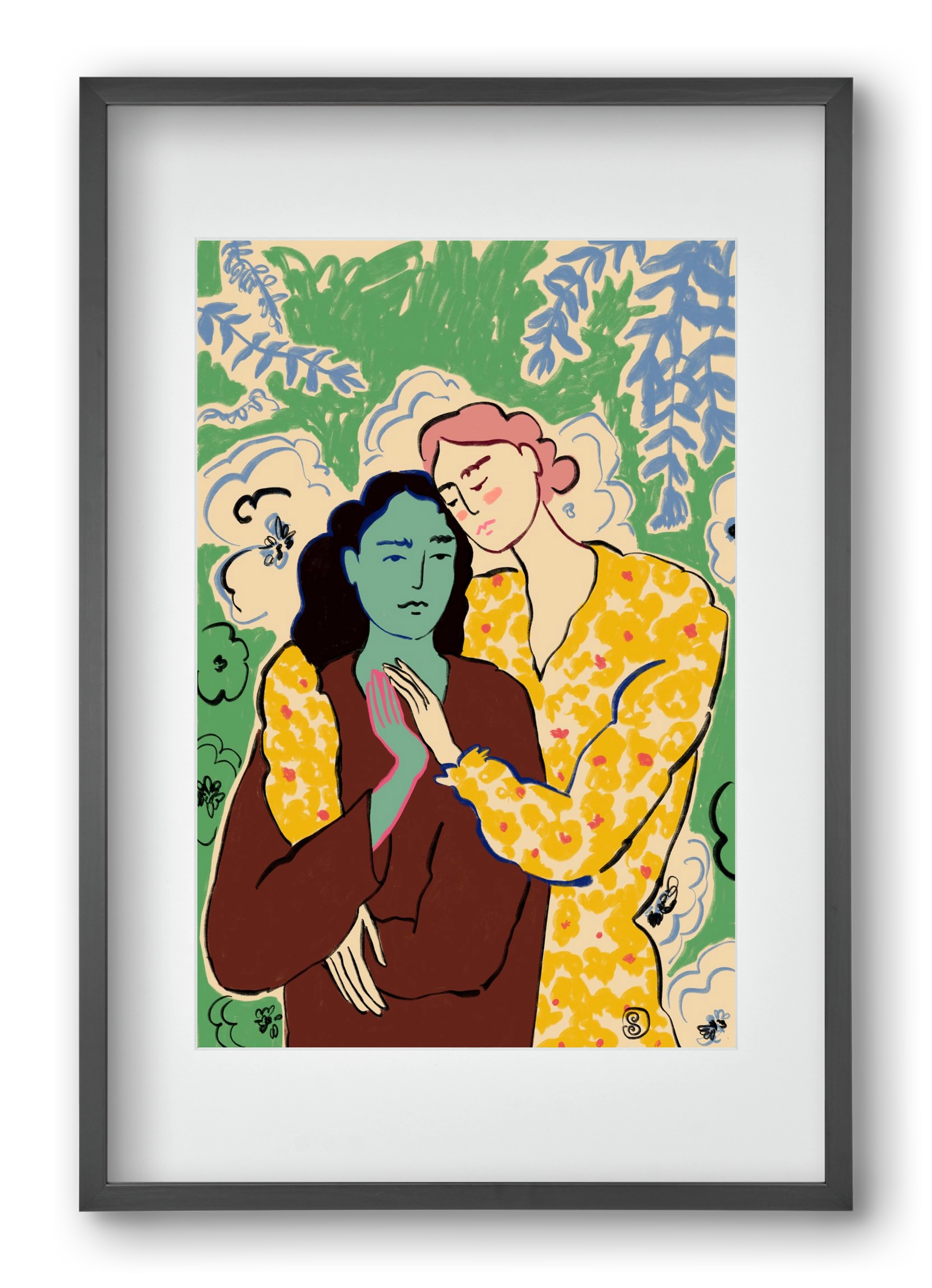 HOLDING HANDS, 40x60 cm (30x45 cm), Fekete keret, paszpartuval