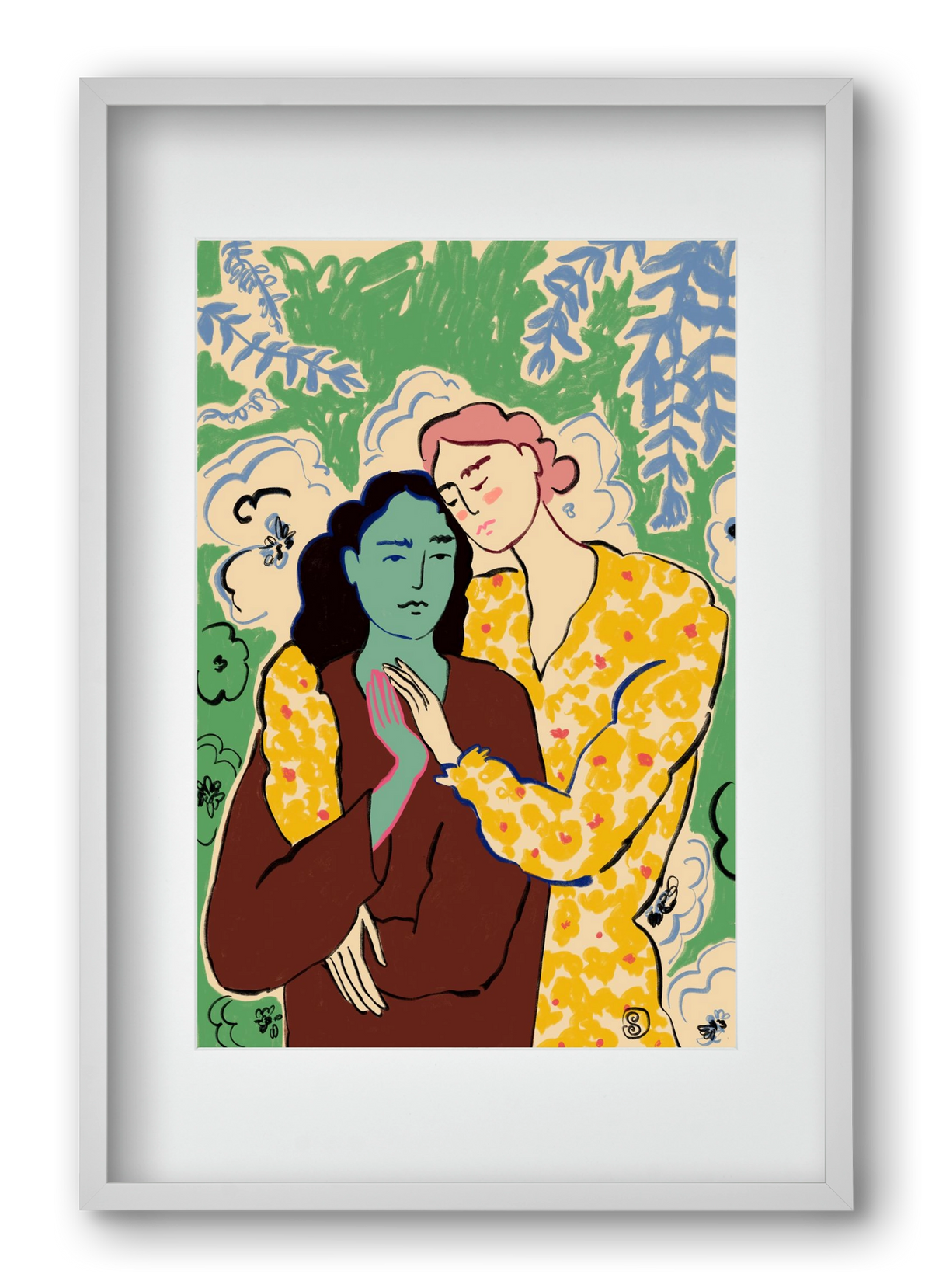 HOLDING HANDS, 40x60 cm (30x45 cm), Fehér keret, paszpartuval