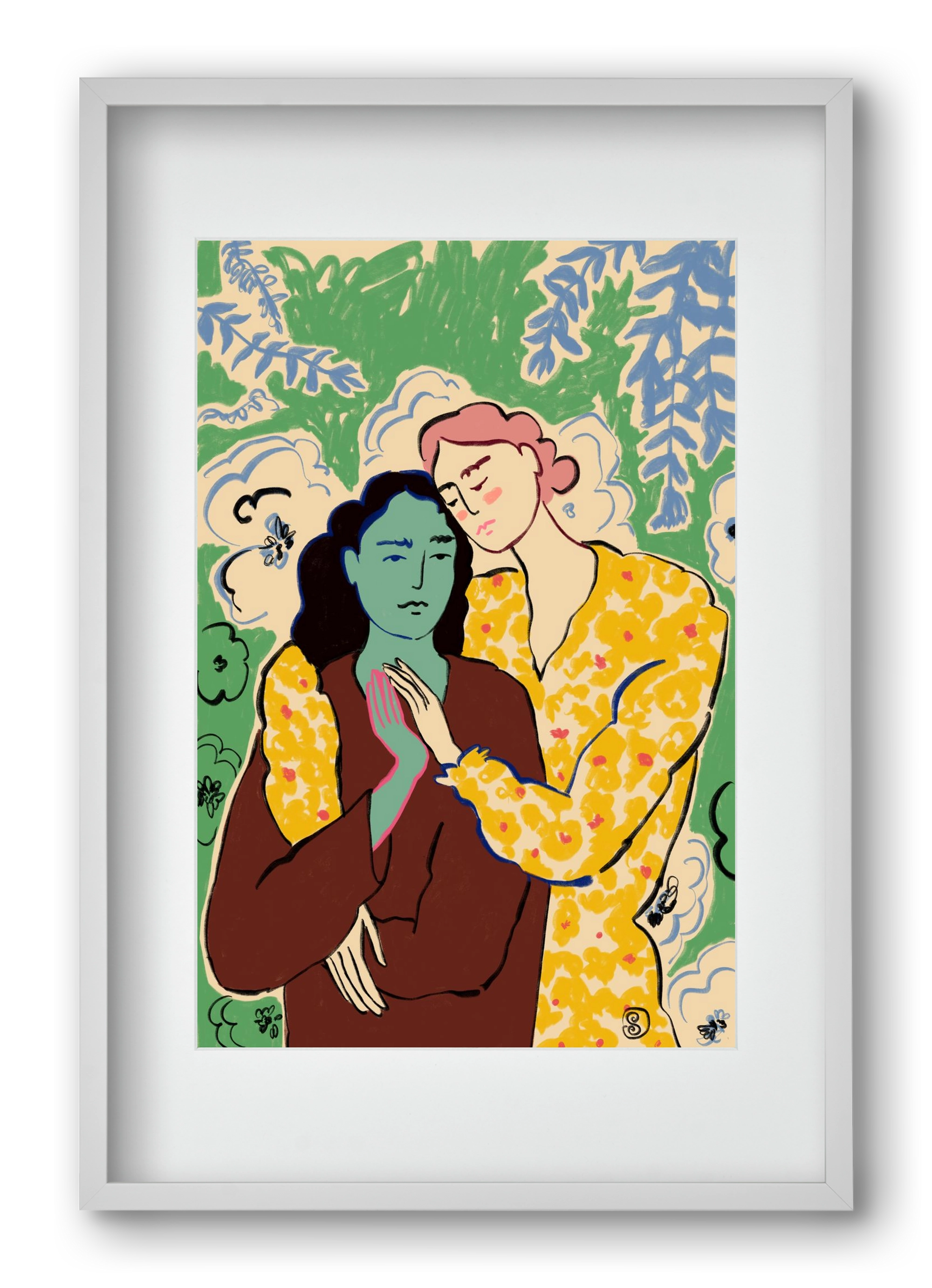 HOLDING HANDS, 40x60 cm (30x45 cm), Fehér keret, paszpartuval