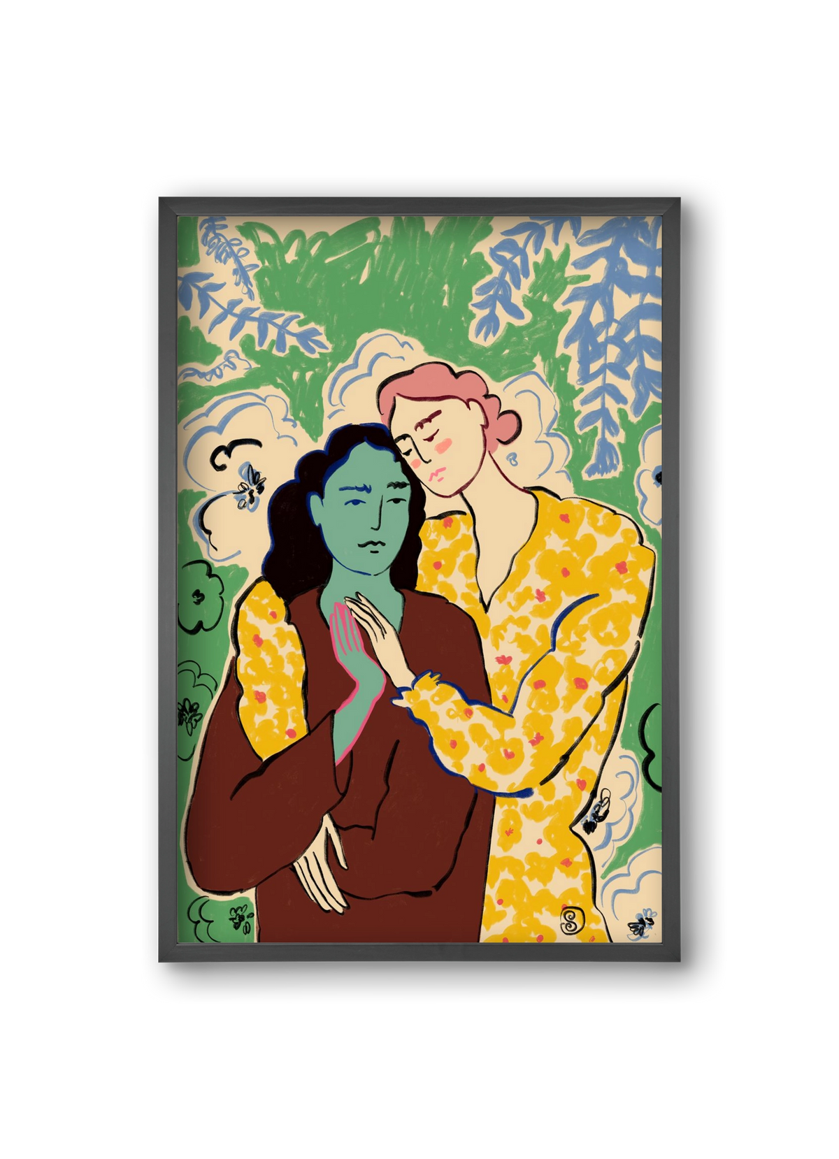 HOLDING HANDS, 20x30 cm (20x30 cm), Fekete keret