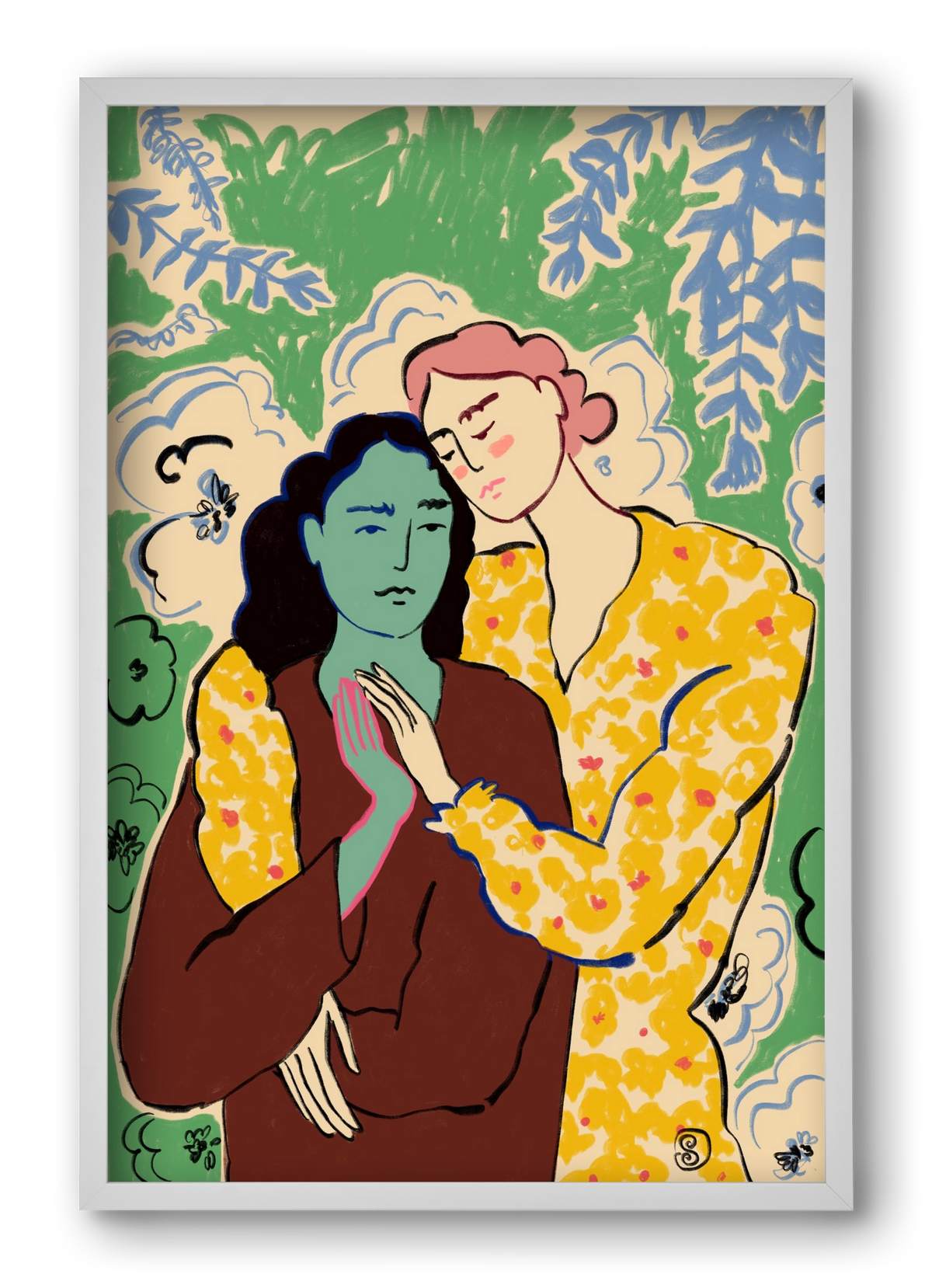 HOLDING HANDS, 40x60 cm (40x60 cm), Fehér keret