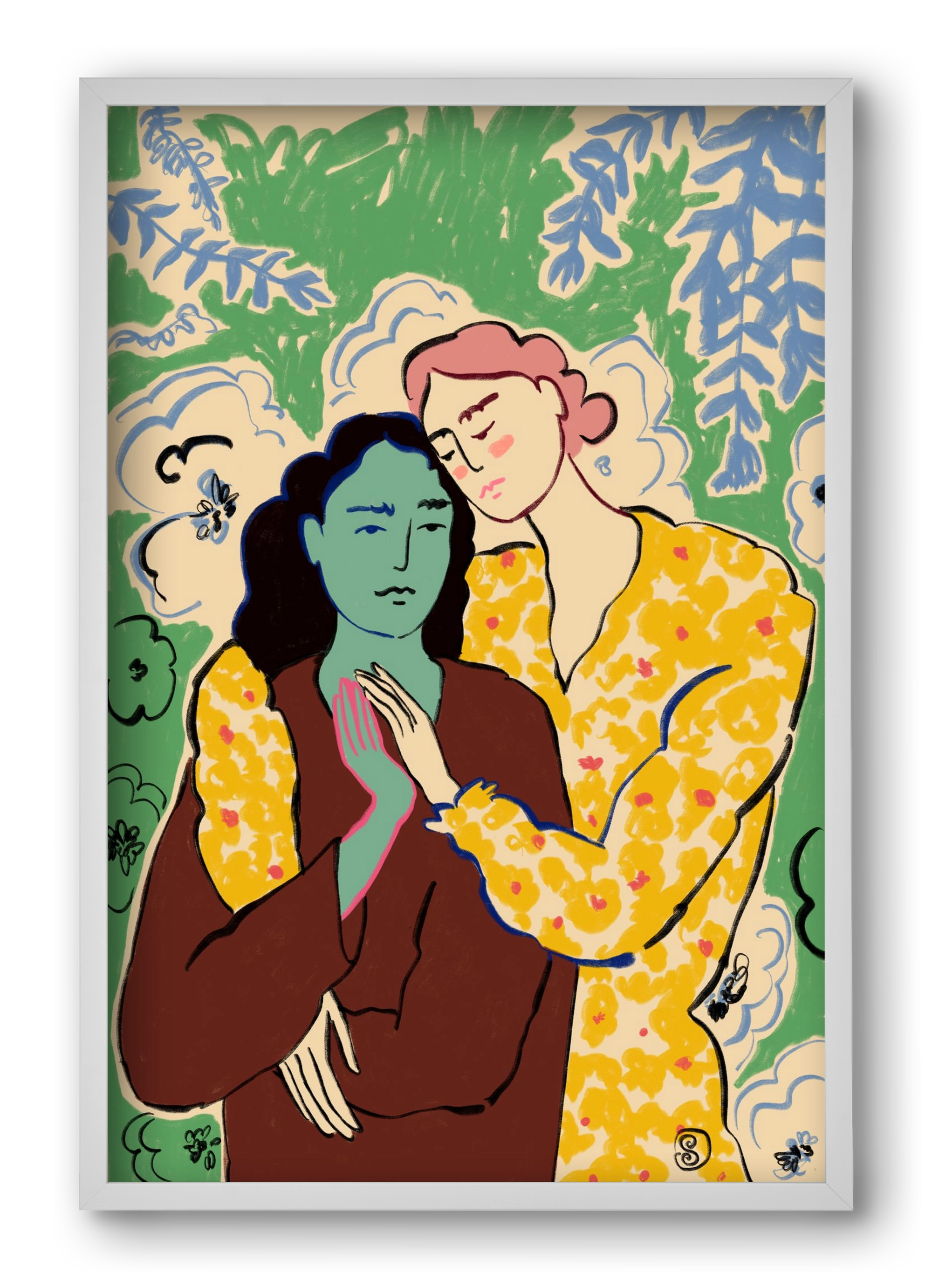 HOLDING HANDS, 40x60 cm (40x60 cm), Fehér keret