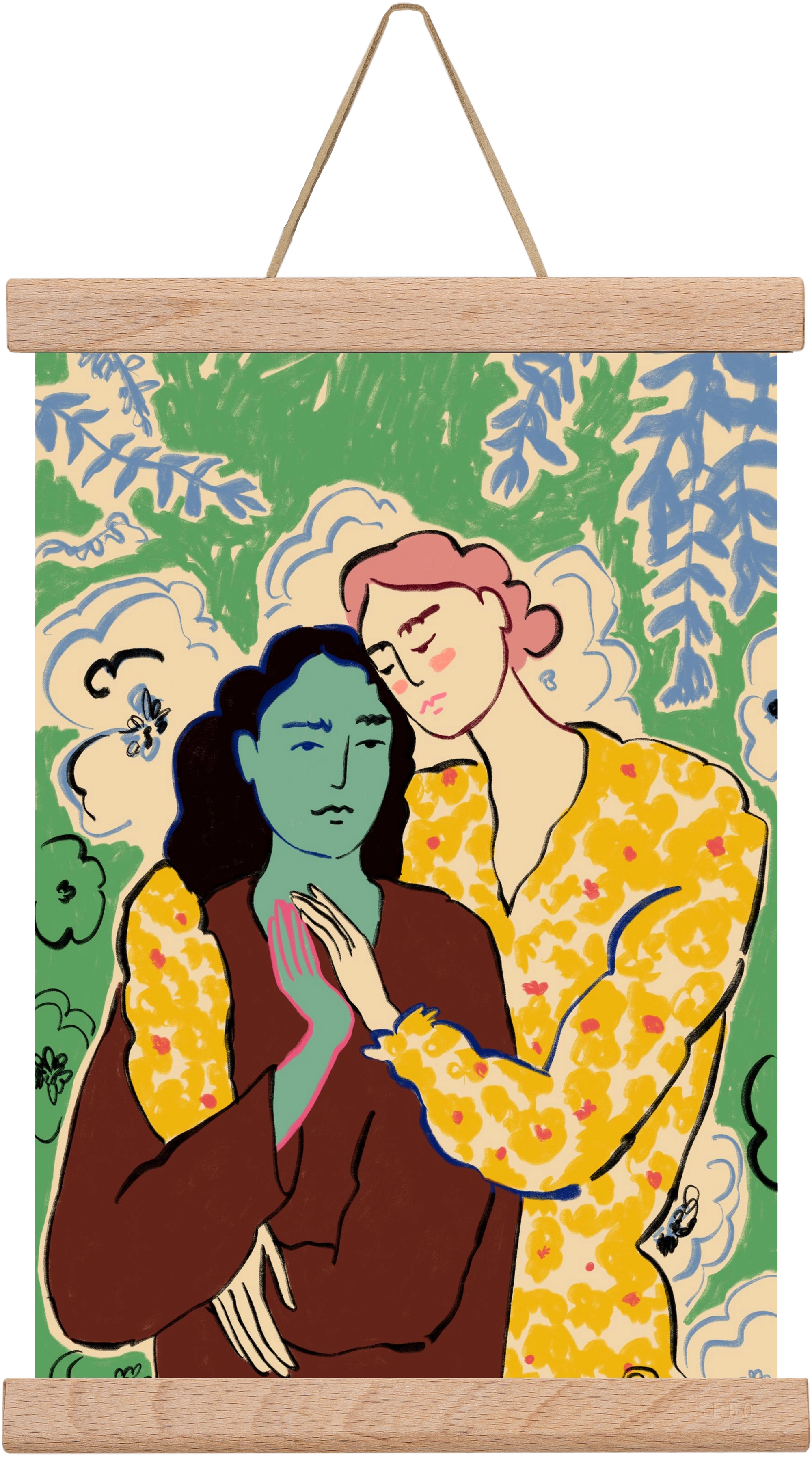 HOLDING HANDS, 20x30 cm (20x30 cm), Tölgy akasztó