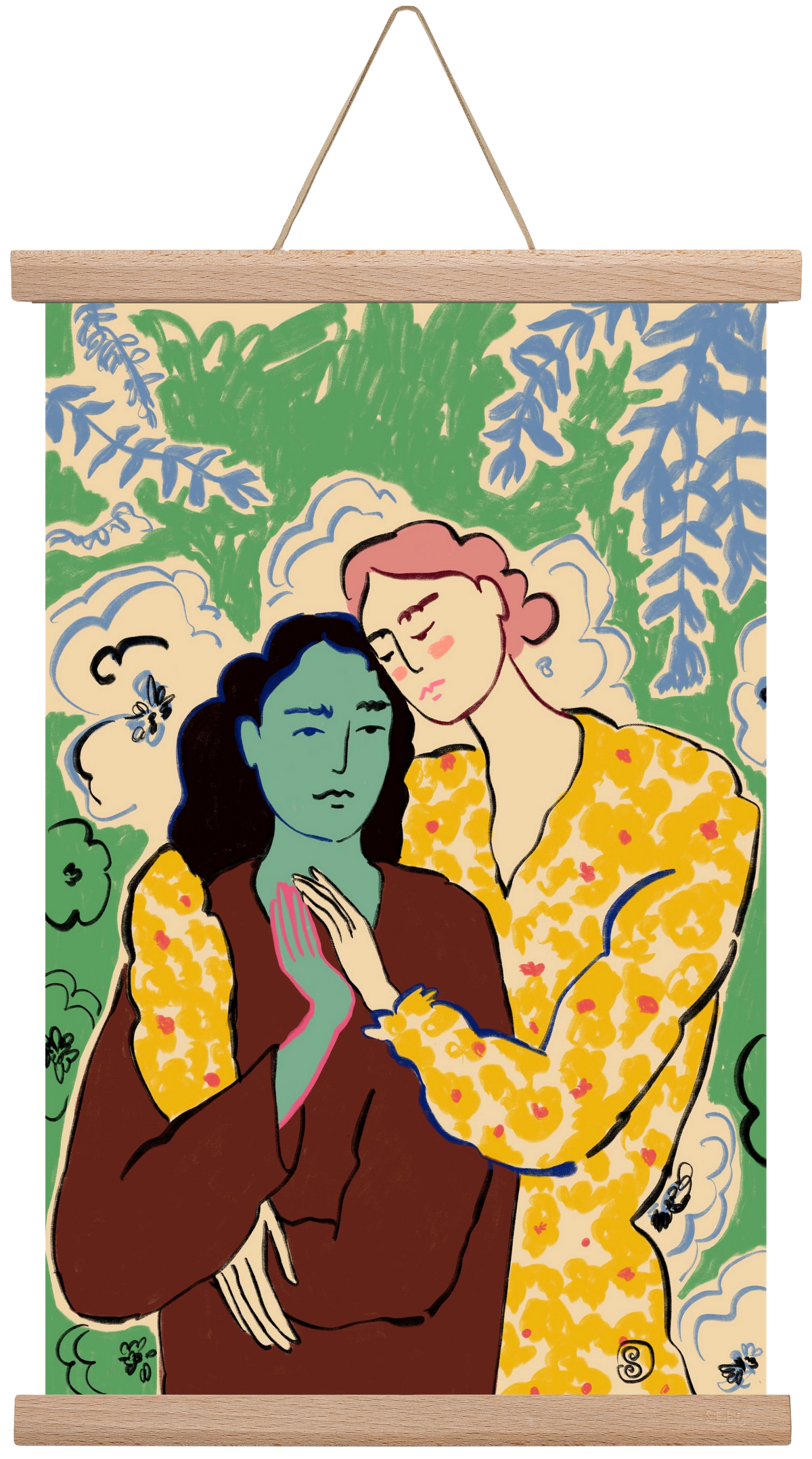 HOLDING HANDS, 30x45 cm (30x45 cm), Tölgy akasztó