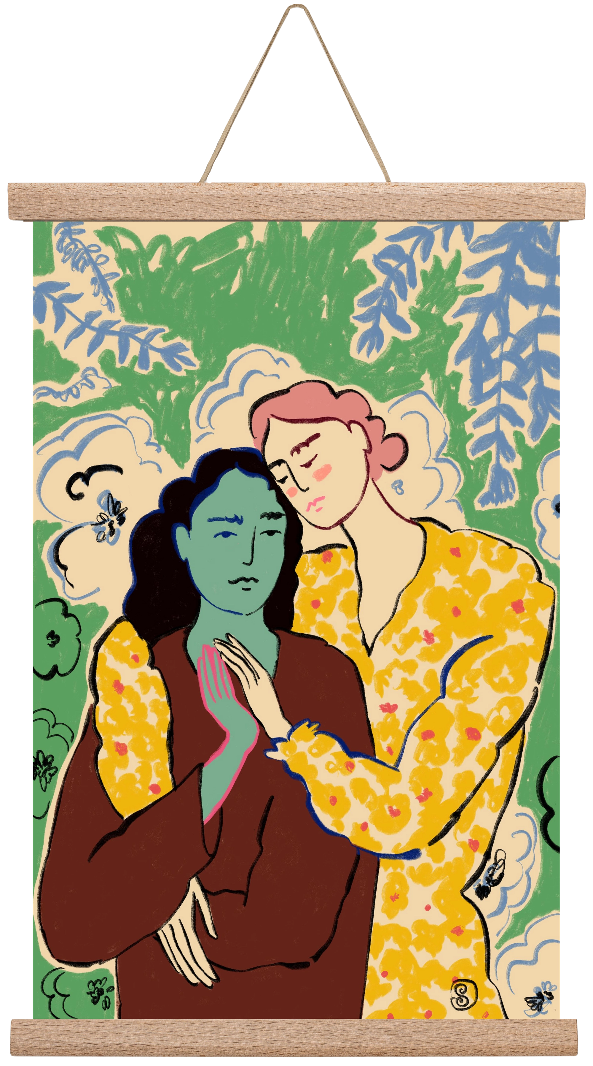 HOLDING HANDS, 30x45 cm (30x45 cm), Tölgy akasztó