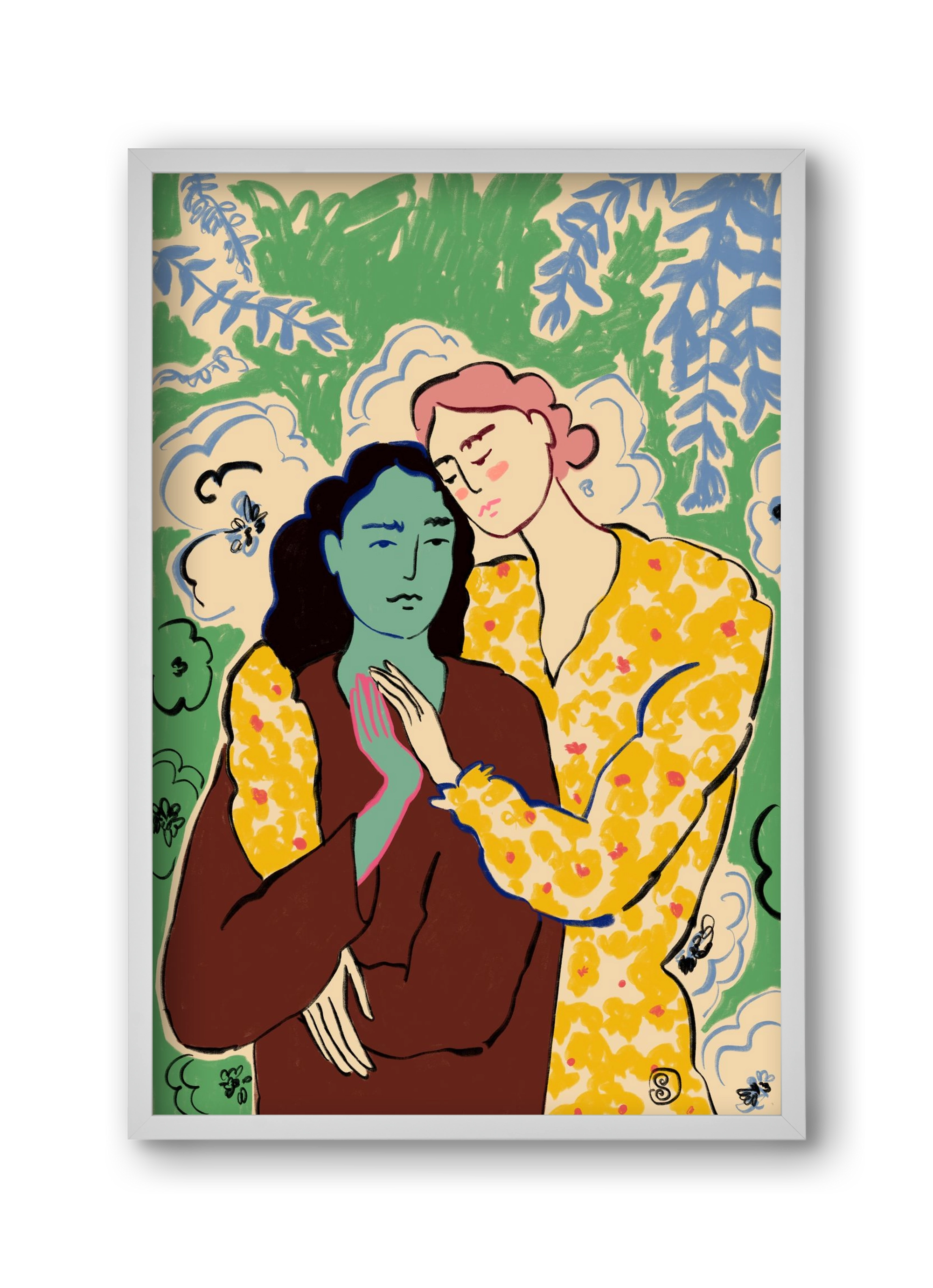 HOLDING HANDS, 30x45 cm (30x45 cm), Fehér keret