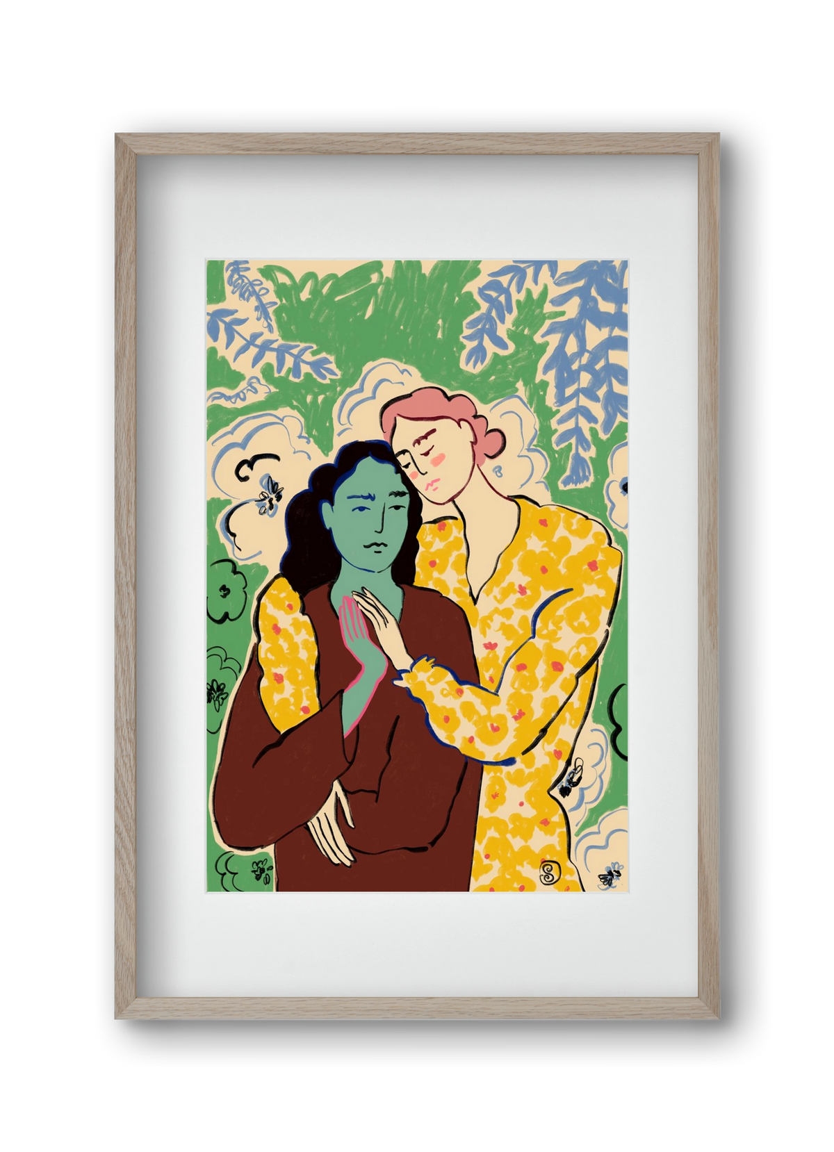 HOLDING HANDS, 30x45 cm (20x30 cm), Tölgy keret, paszpartuval