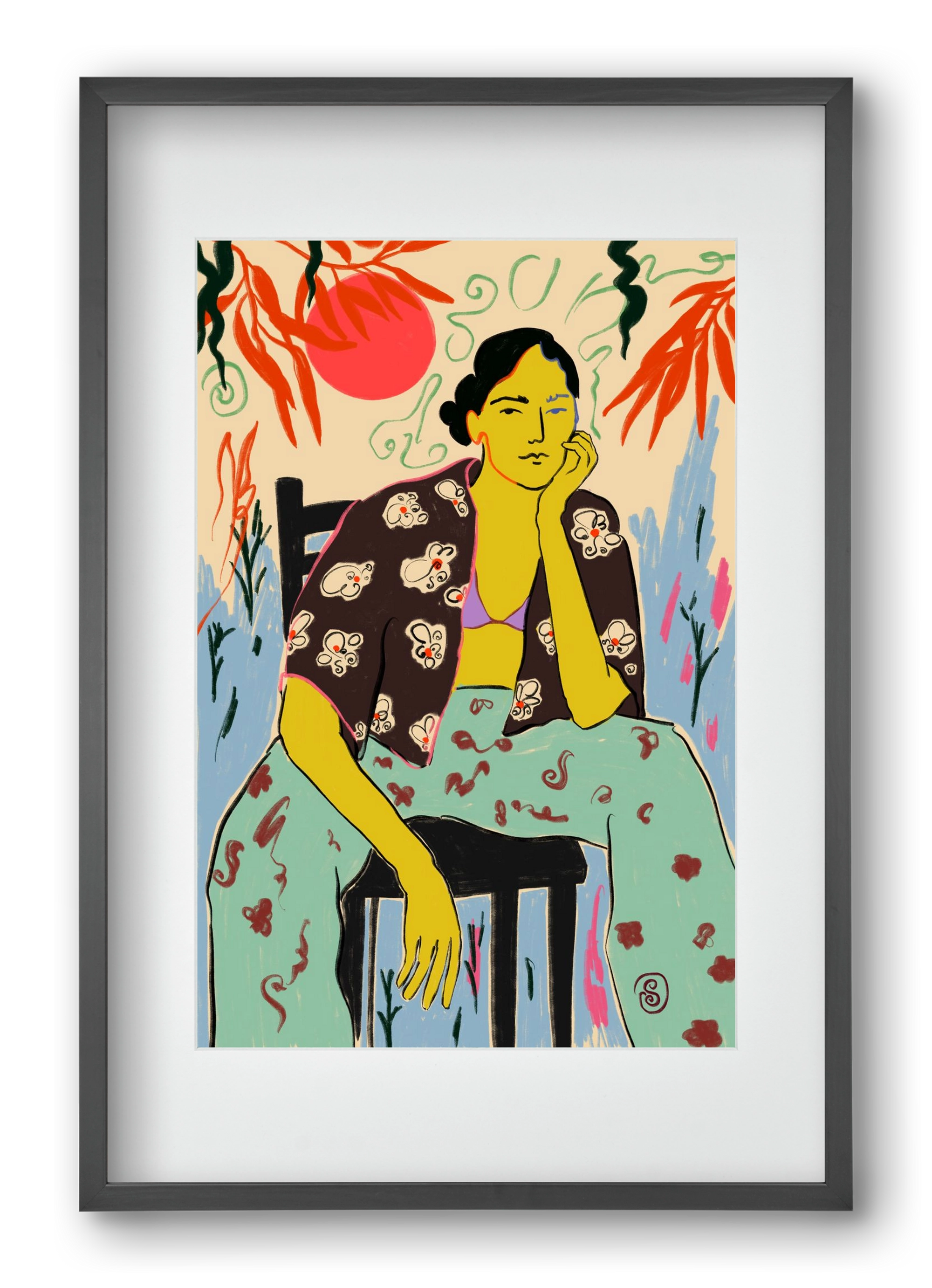 SUN AND WAVES, 40x60 cm (30x45 cm), Fekete keret, paszpartuval