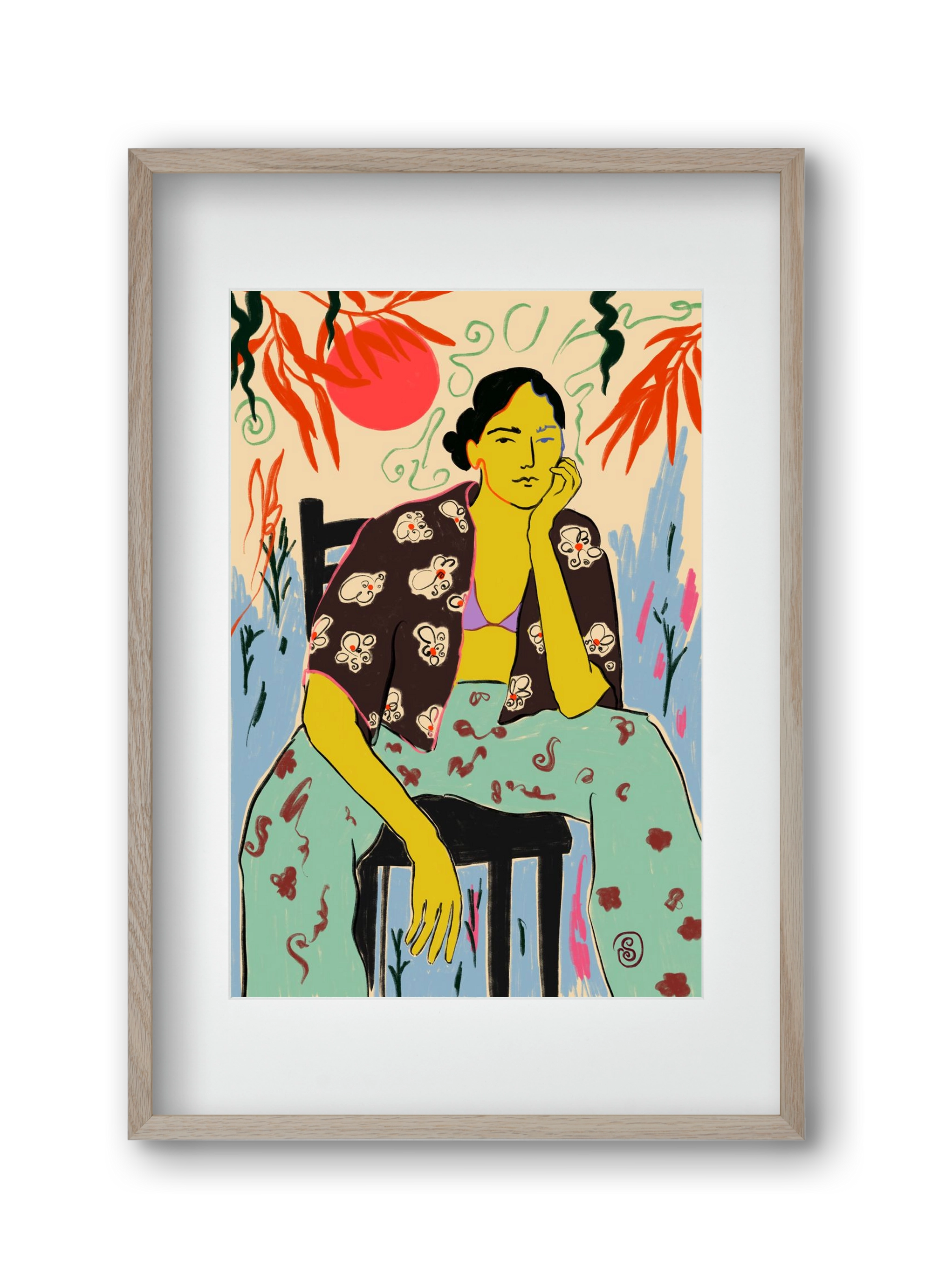 SUN AND WAVES, 30x45 cm (20x30 cm), Tölgy keret, paszpartuval