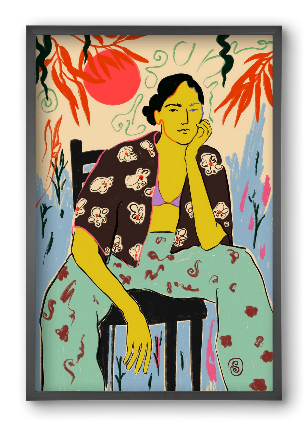 SUN AND WAVES, 40x60 cm (40x60 cm), Fekete keret