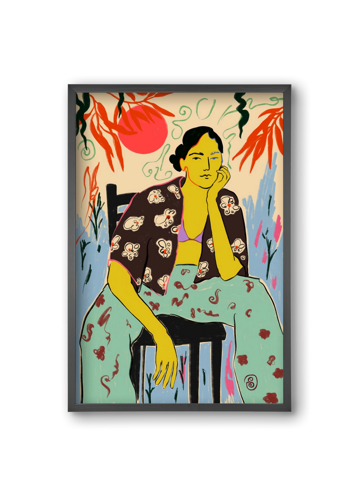 SUN AND WAVES, 20x30 cm (20x30 cm), Fekete keret