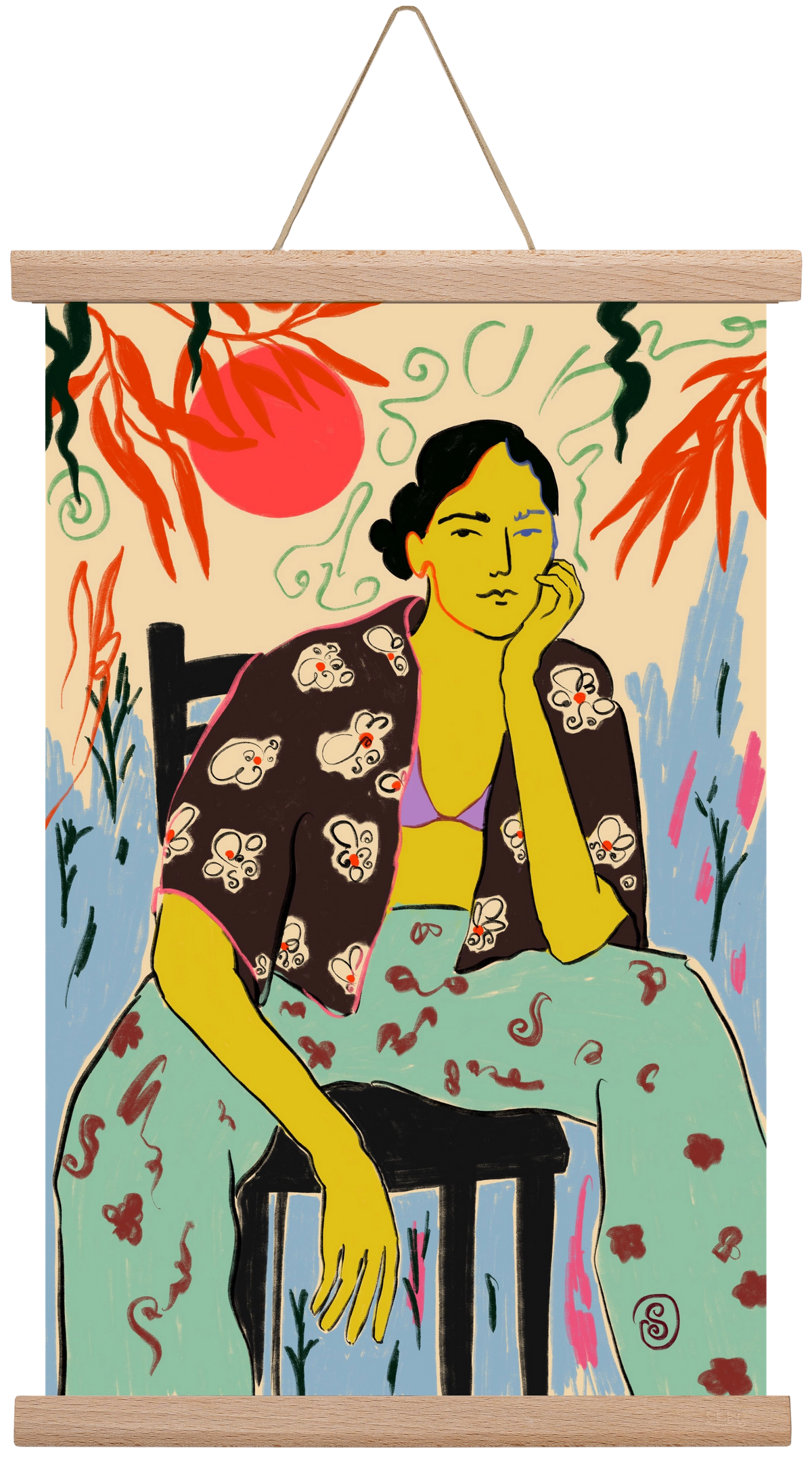 SUN AND WAVES, 30x45 cm (30x45 cm), Tölgy akasztó