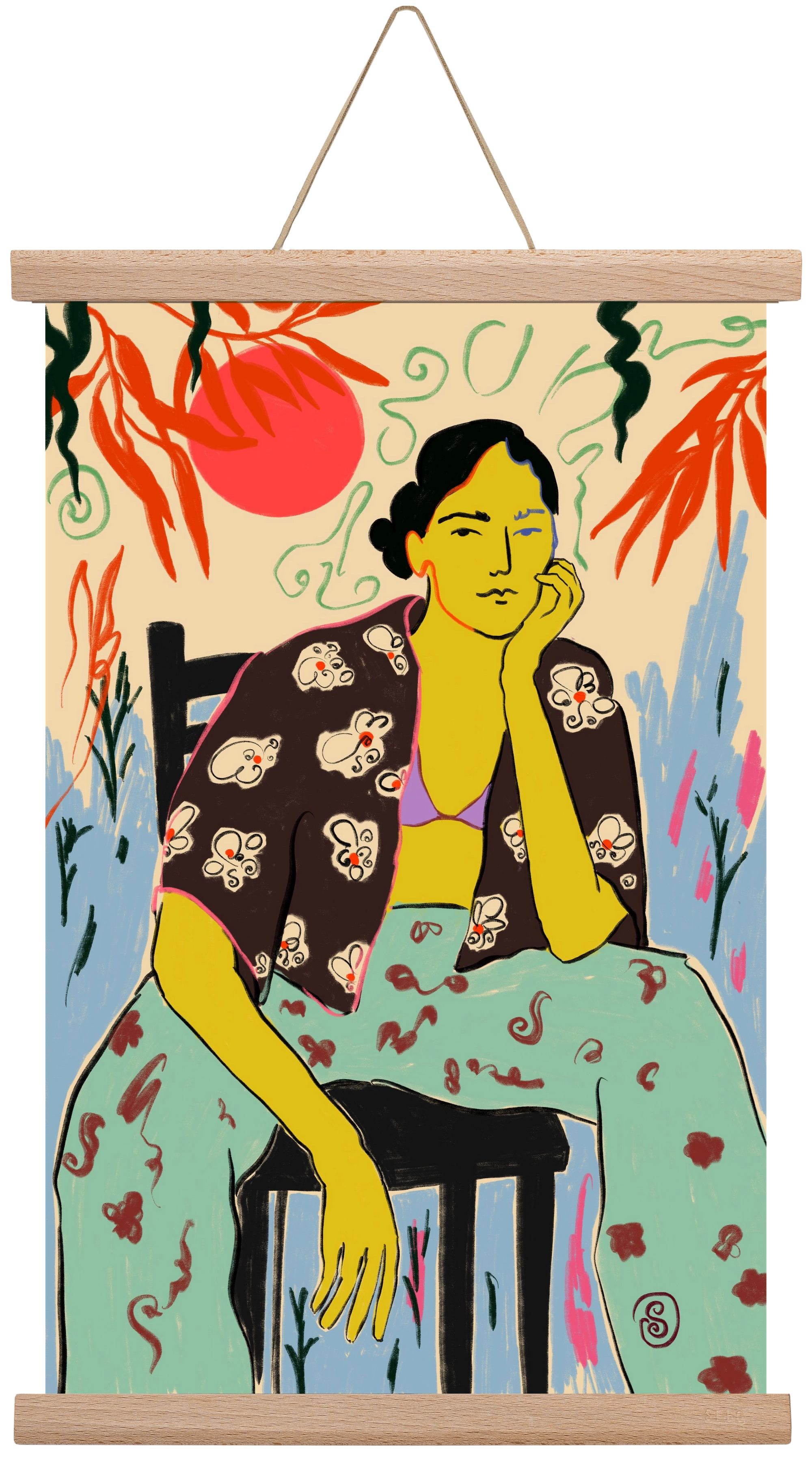 SUN AND WAVES, 30x45 cm (30x45 cm), Tölgy akasztó