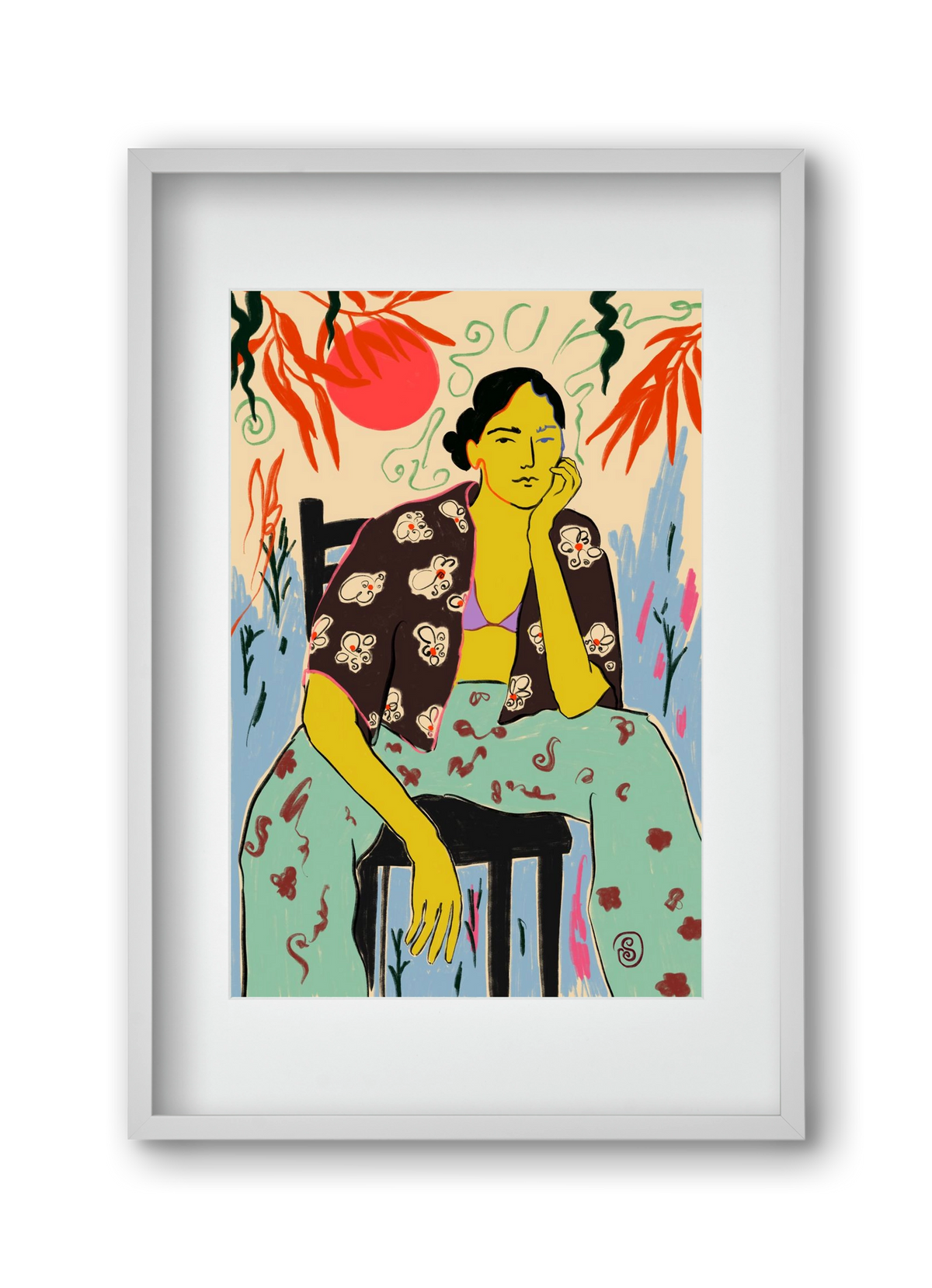 SUN AND WAVES, 30x45 cm (20x30 cm), Fehér keret, paszpartuval