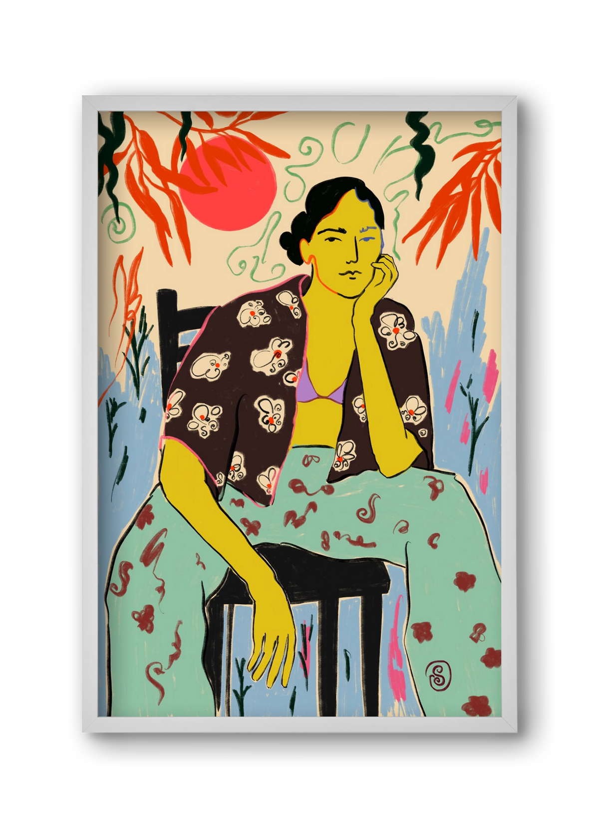 SUN AND WAVES, 30x45 cm (30x45 cm), Fehér keret