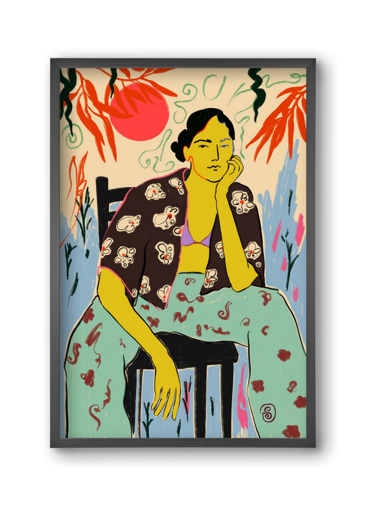 SUN AND WAVES, 30x45 cm (30x45 cm), Fekete keret