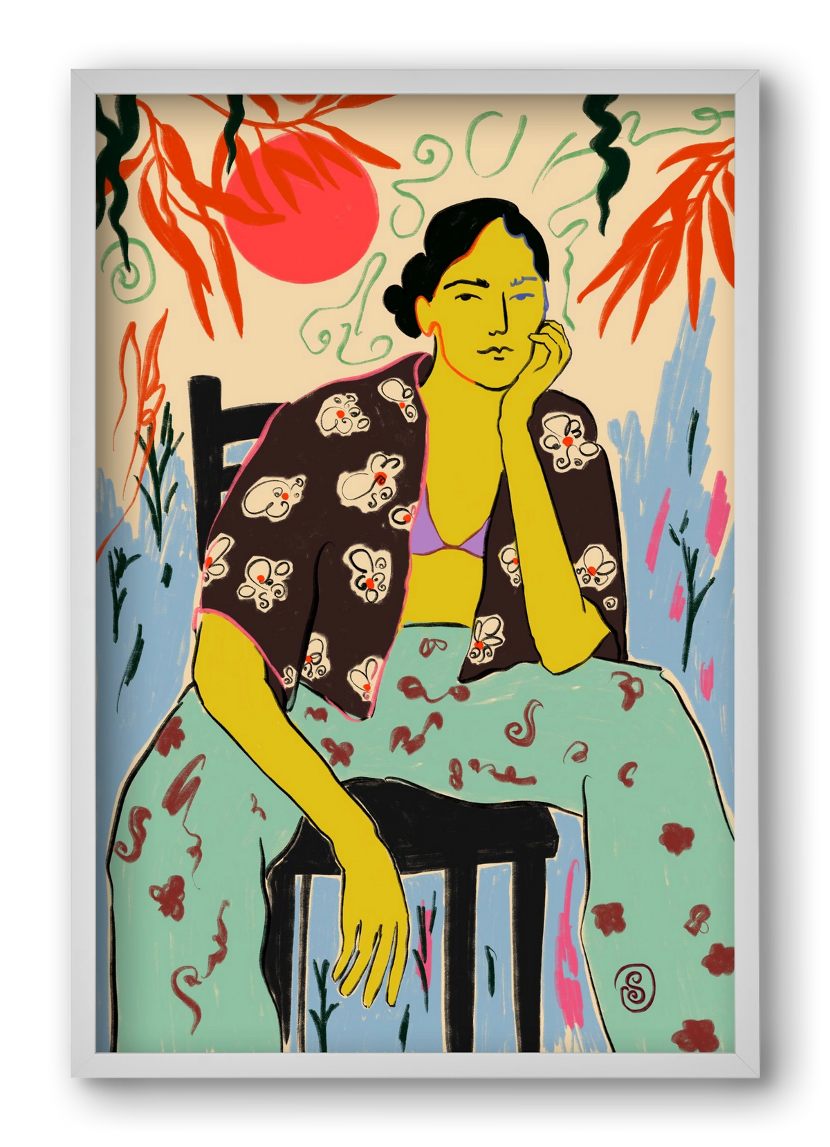 SUN AND WAVES, 40x60 cm (40x60 cm), Fehér keret