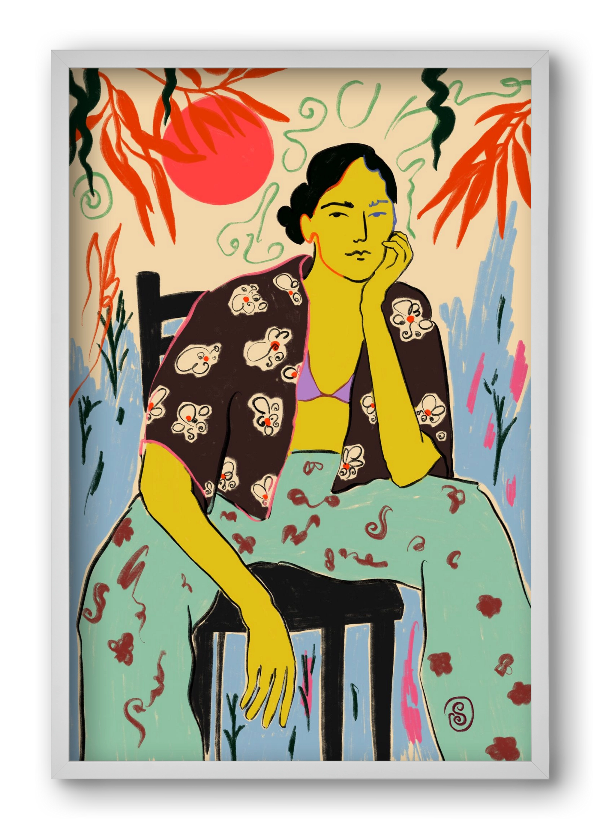 SUN AND WAVES, 40x60 cm (40x60 cm), Fehér keret