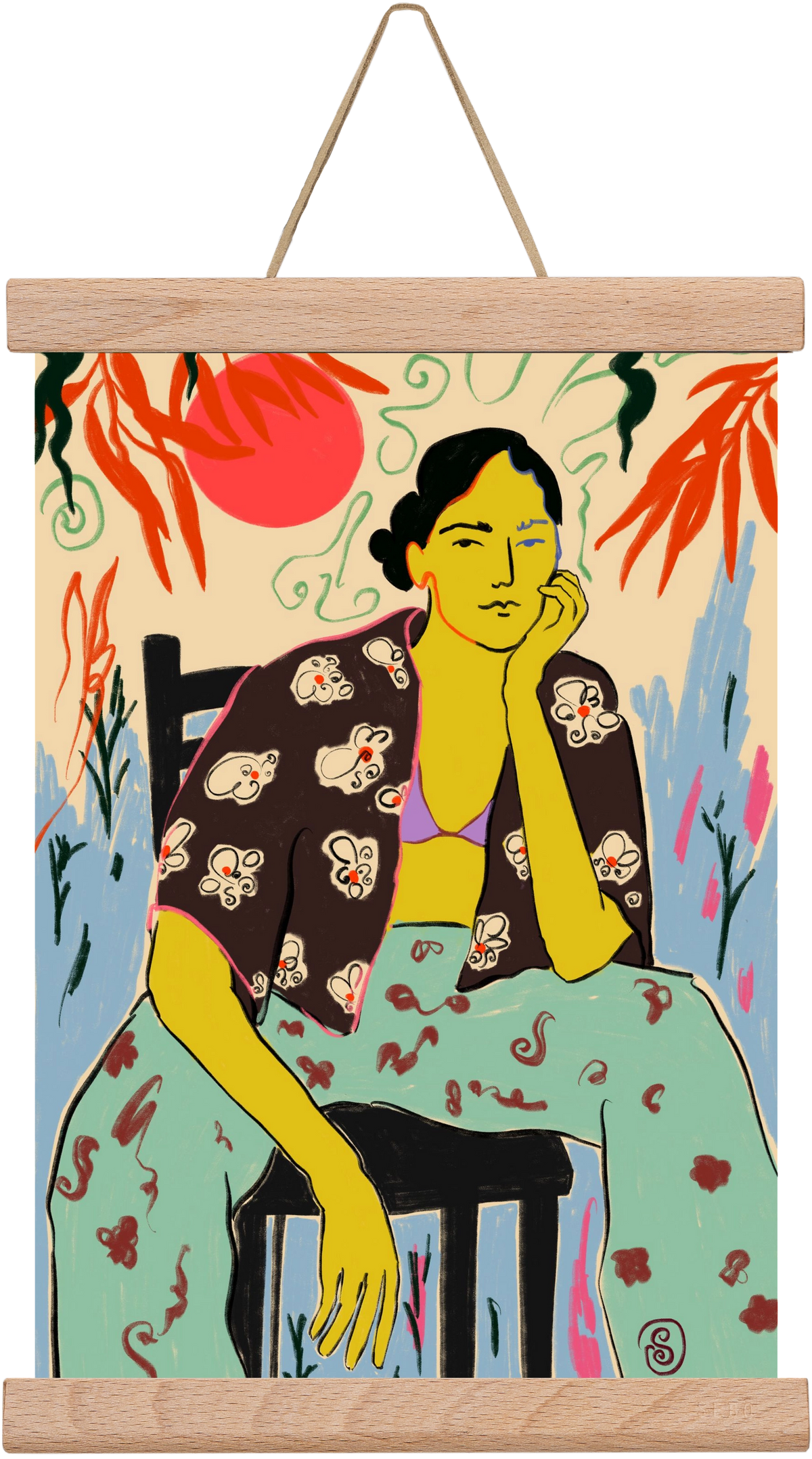 SUN AND WAVES, 20x30 cm (20x30 cm), Tölgy akasztó