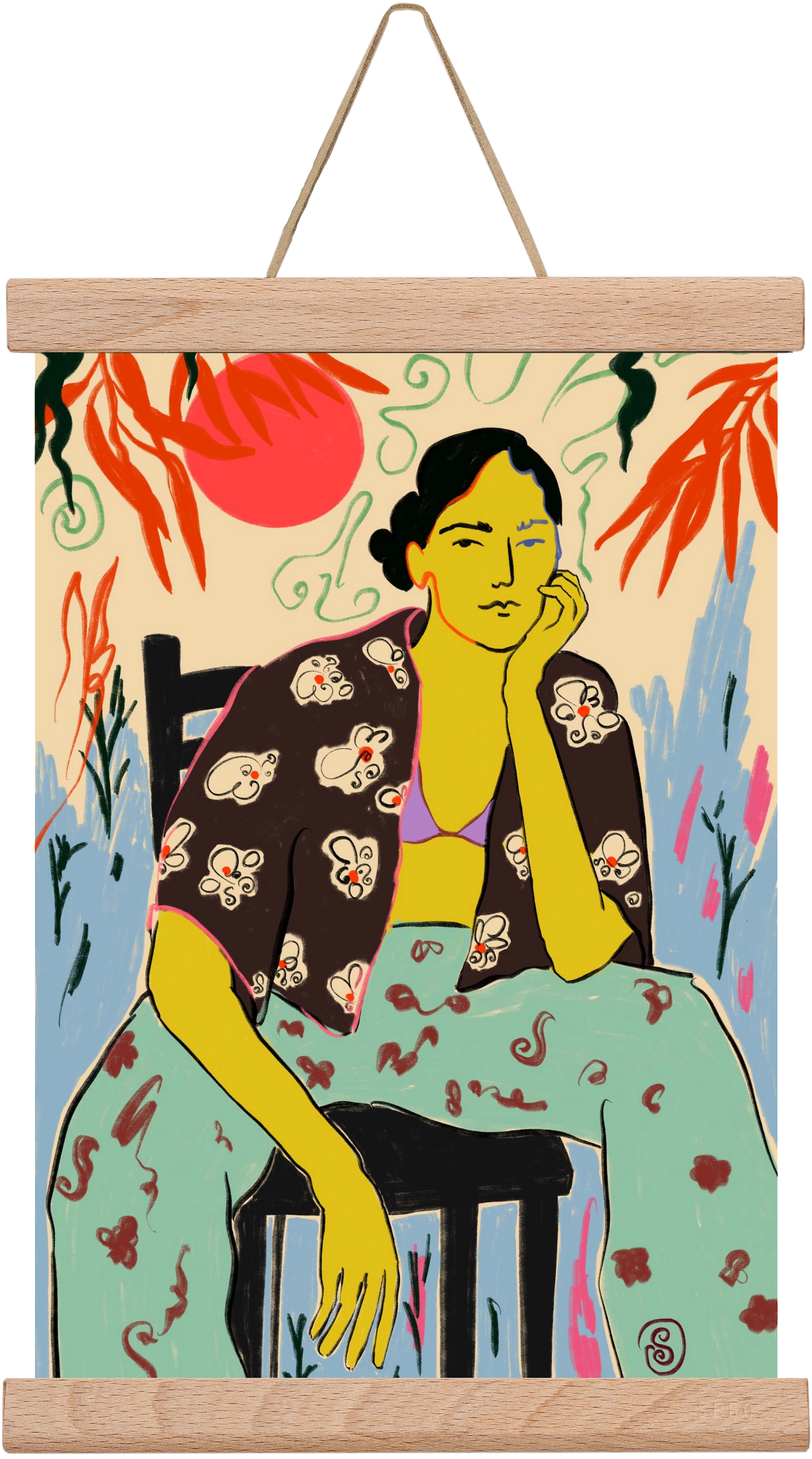 SUN AND WAVES, 20x30 cm (20x30 cm), Tölgy akasztó