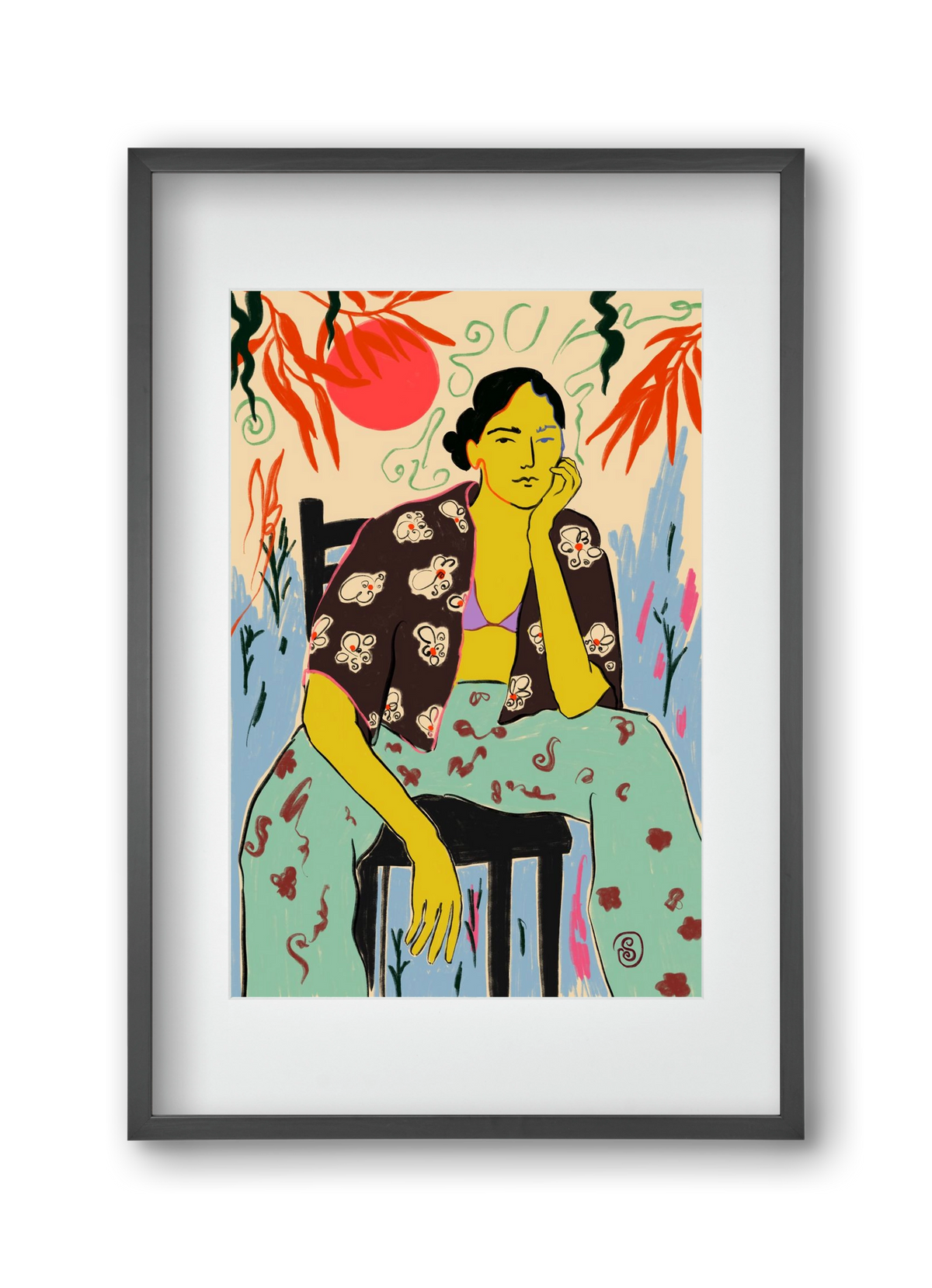 SUN AND WAVES, 30x45 cm (20x30 cm), Fekete keret, paszpartuval